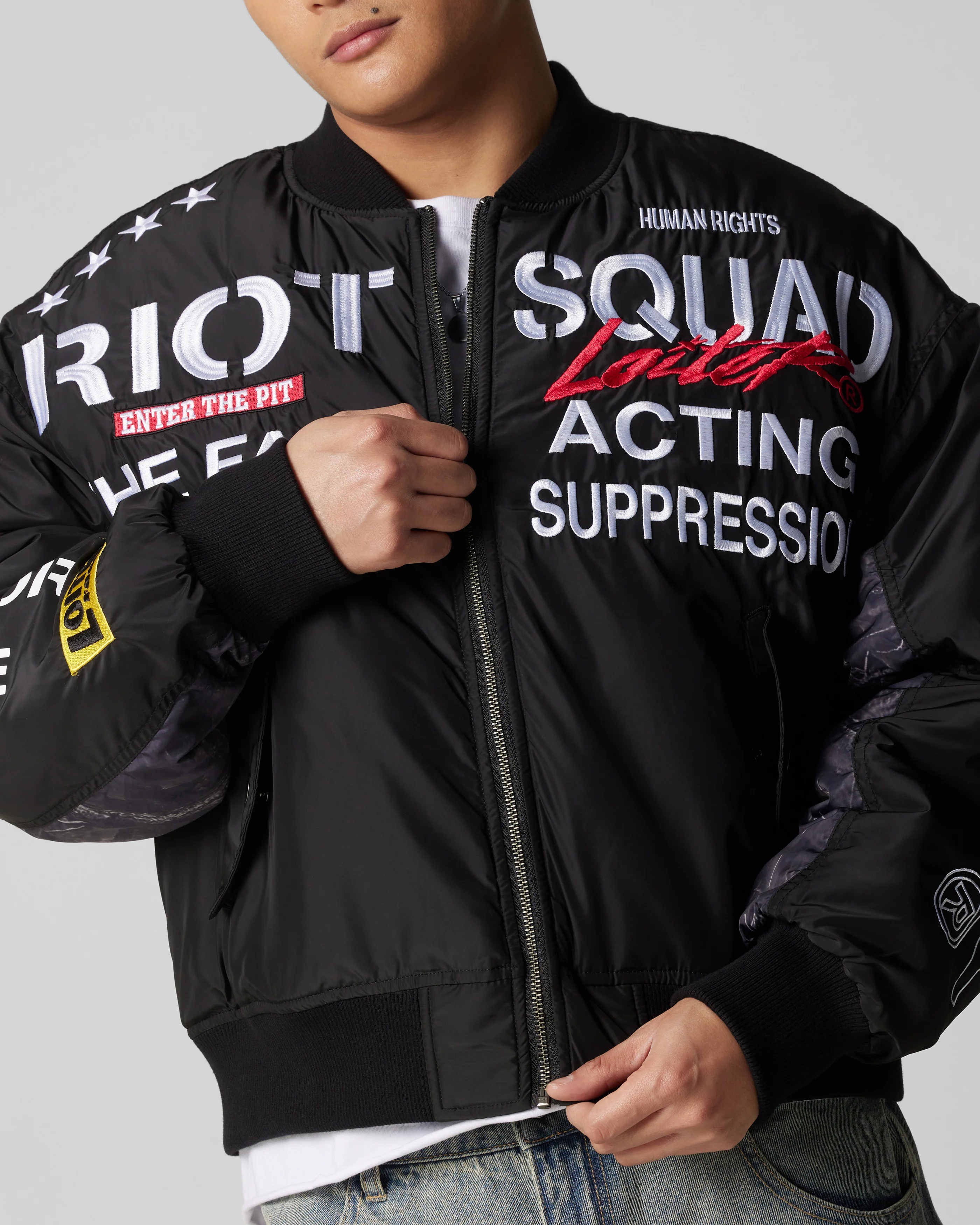 Riot Squad Bomber Jacket Black - Image 3