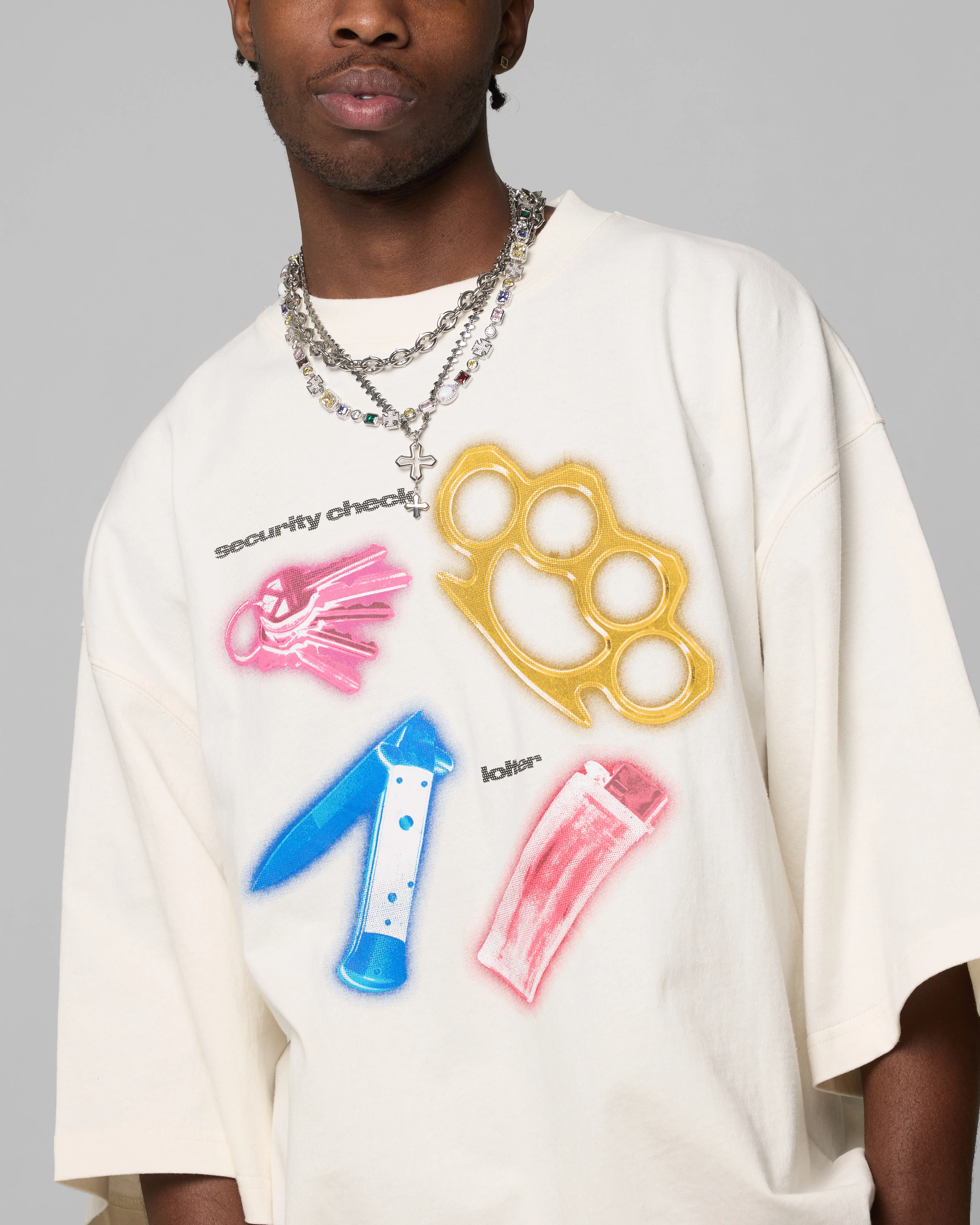 Security Check Box T-Shirt Off White - Image 7