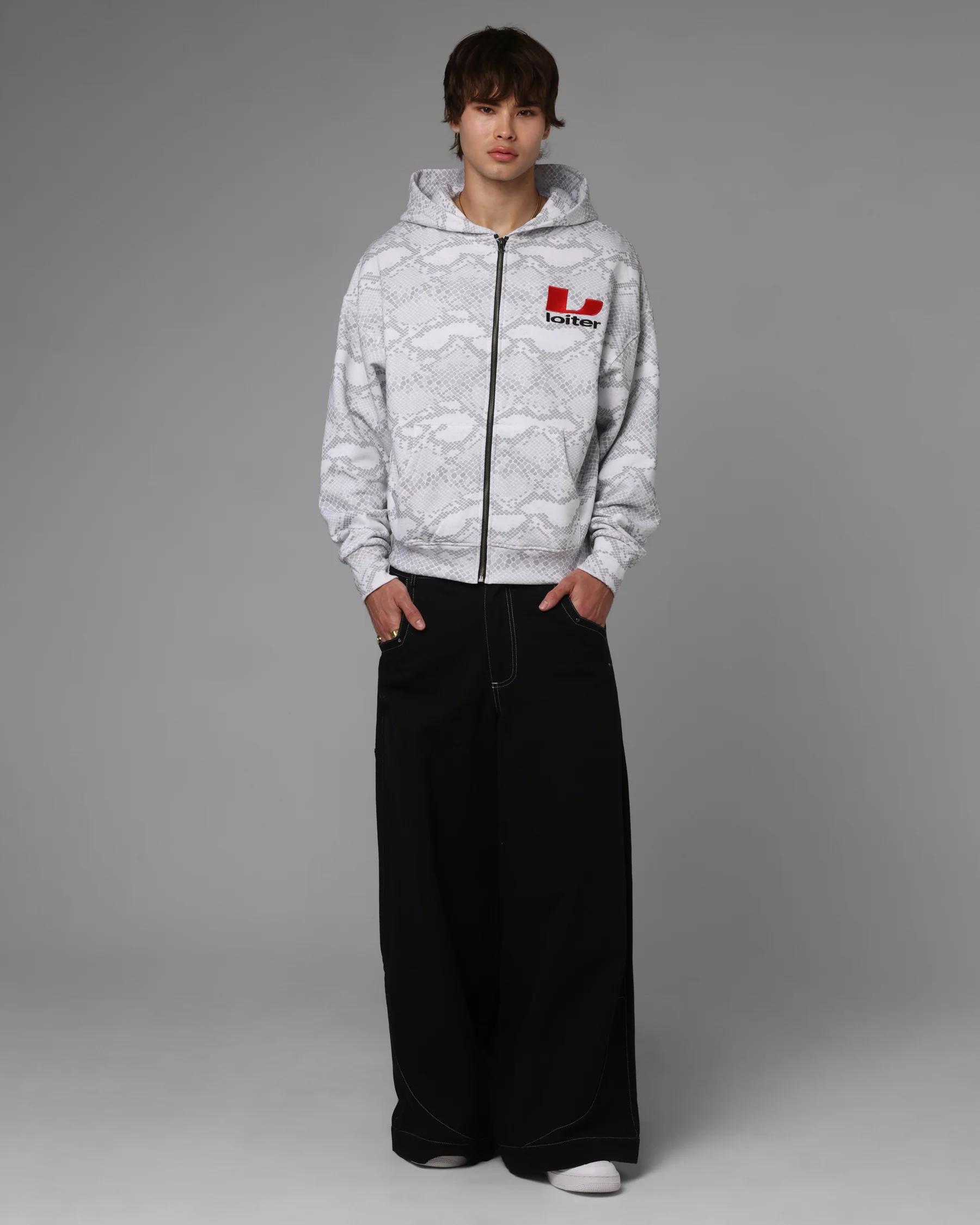 Loiter Slither Zip Hoodie Grey - Image 2