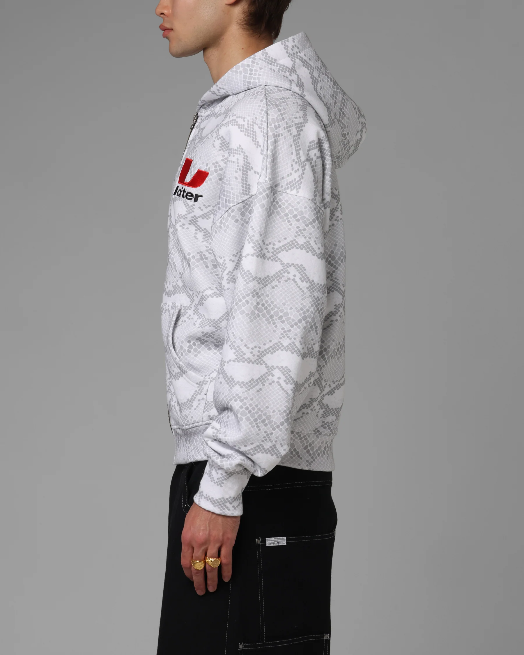 Loiter Slither Zip Hoodie Grey - Image 5