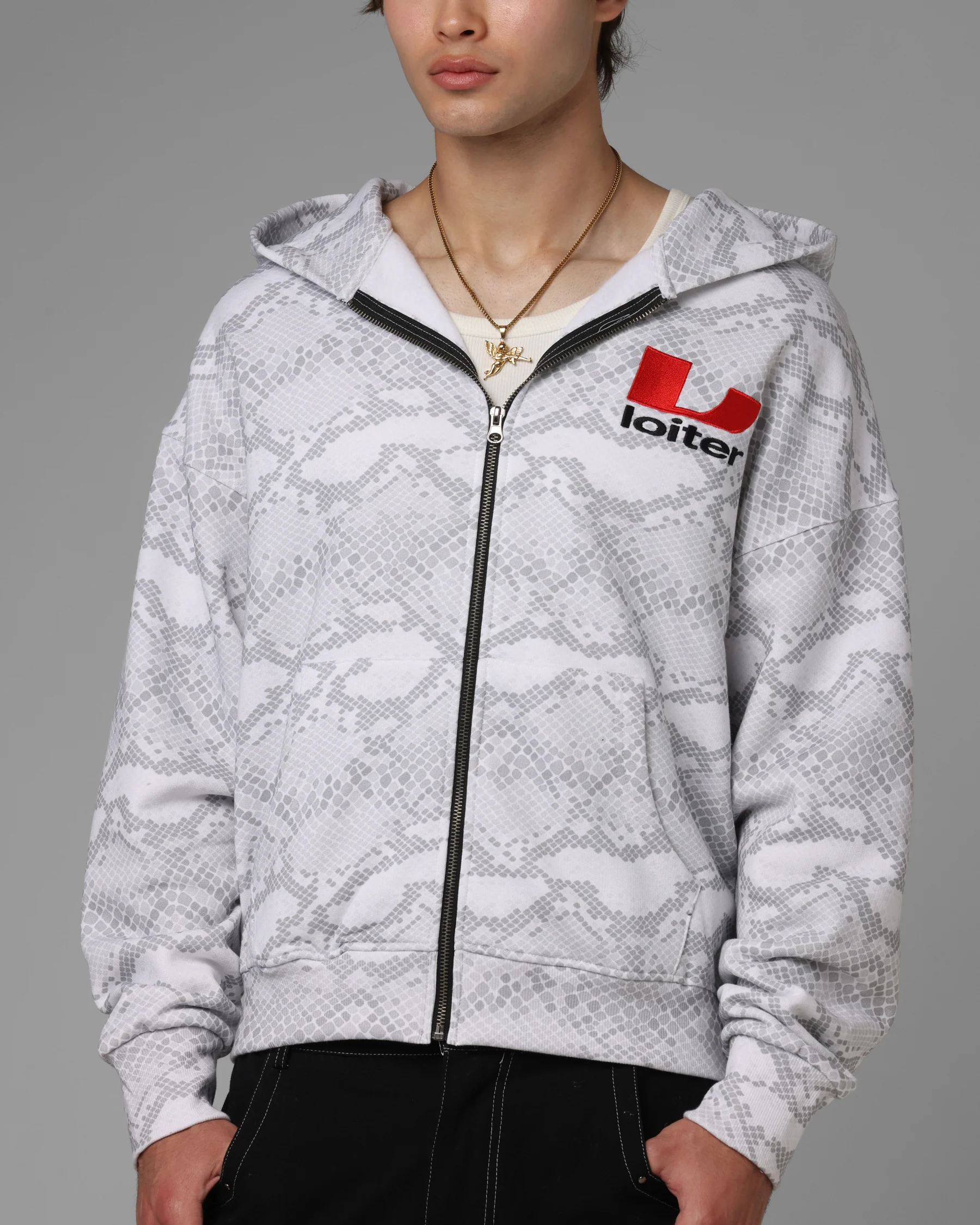 Loiter Slither Zip Hoodie Grey - Image 6