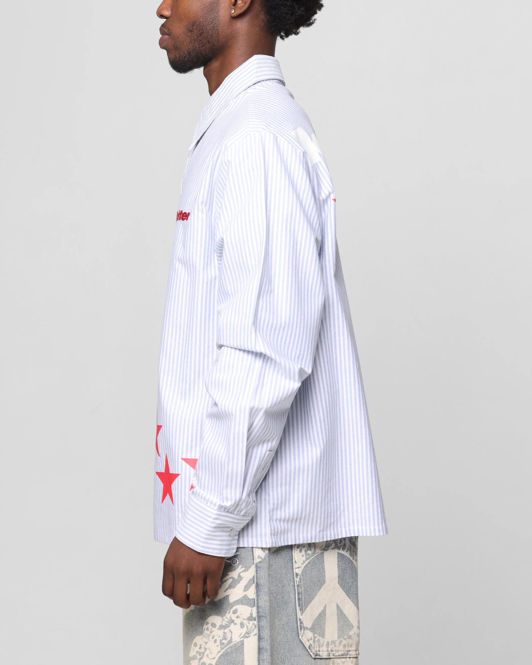 Loiter Solar Button Up Shirt Blue Pin Stripe - Image 6