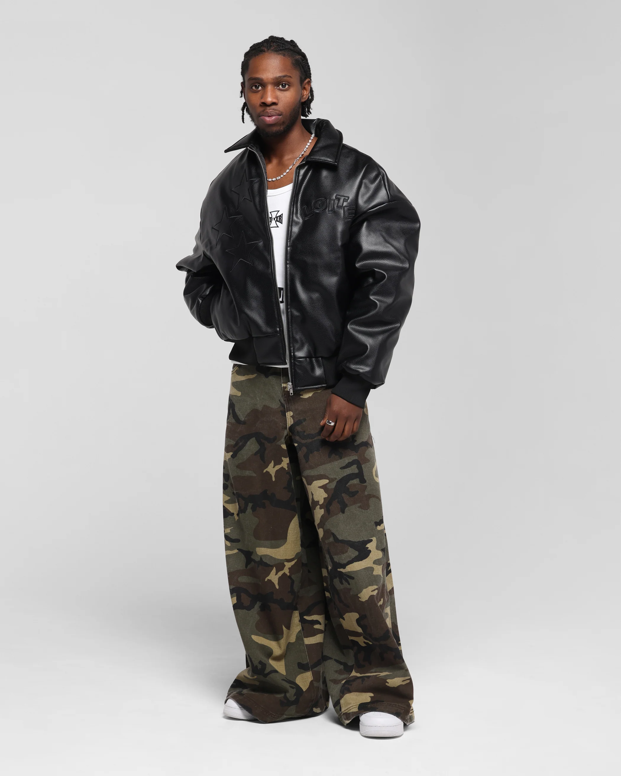 Loiter Solar Vegan Leather Varsity Jacket Black - Image 3