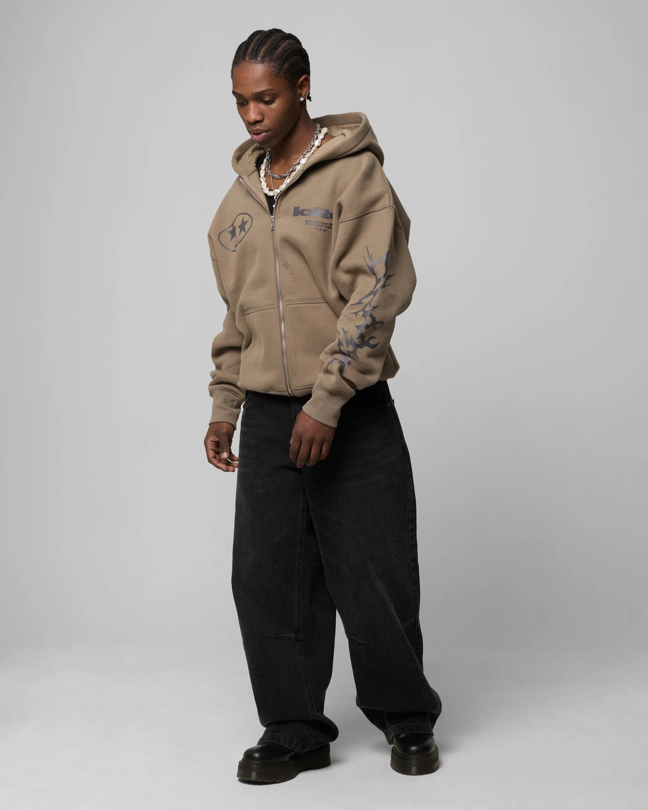 Loiter Solar Zip Hoodie Brown - Image 3