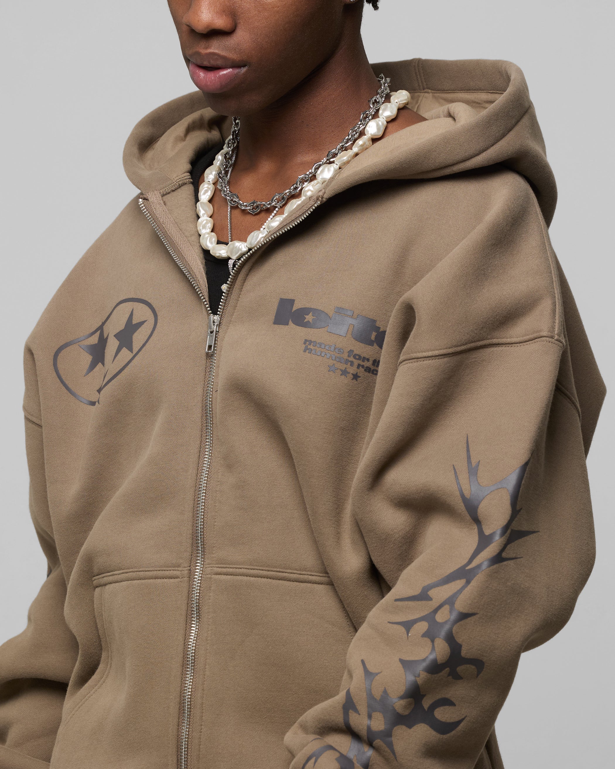 Loiter Solar Zip Hoodie Brown - Image 7