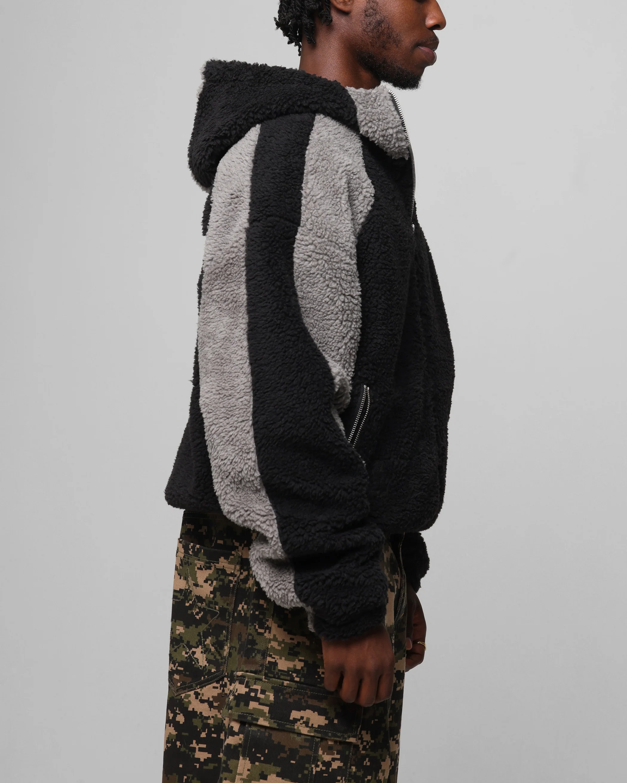 Loiter Speedway Fleece Jacket Black/Grey - Image 5