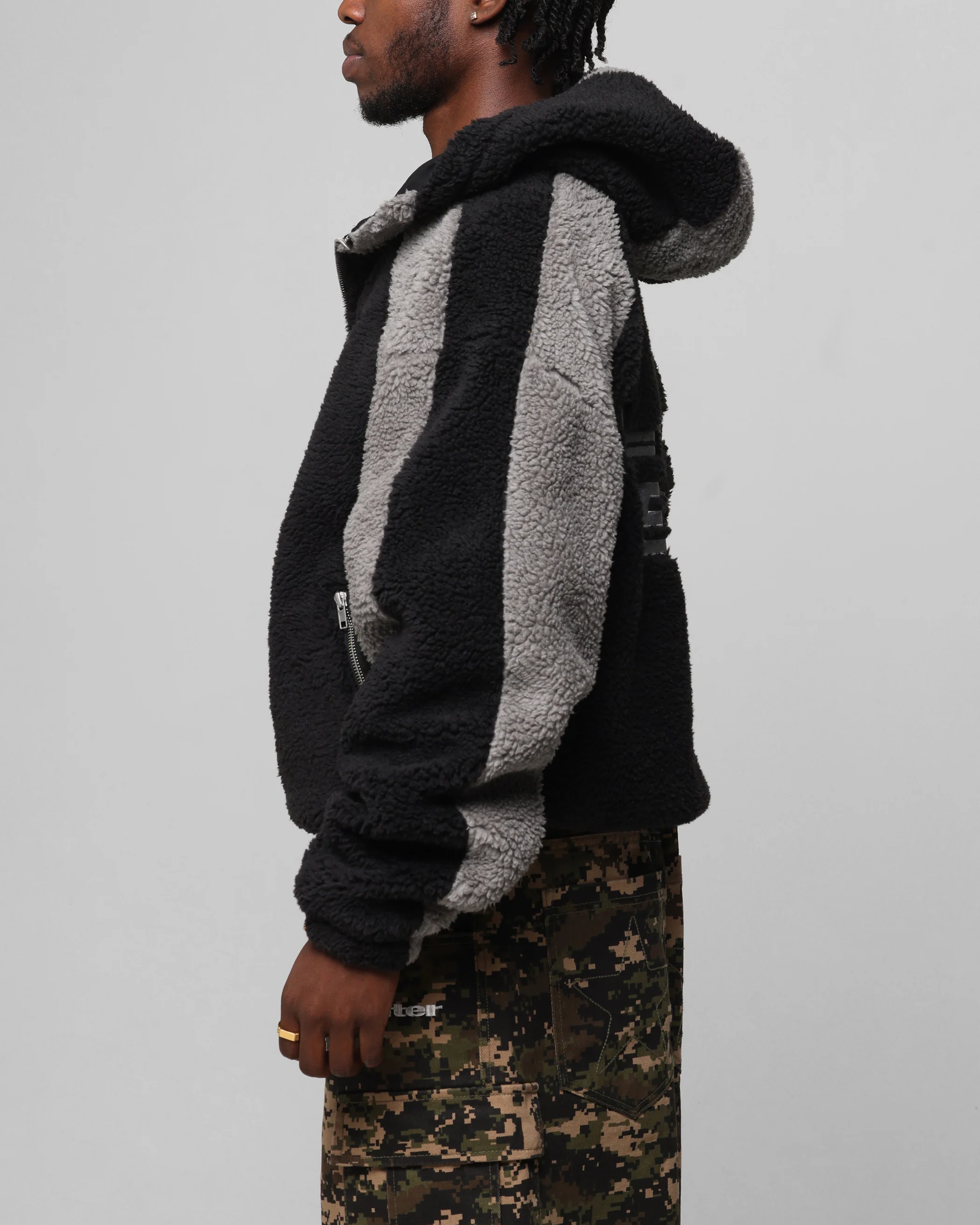 Loiter Speedway Fleece Jacket Black/Grey - Image 6