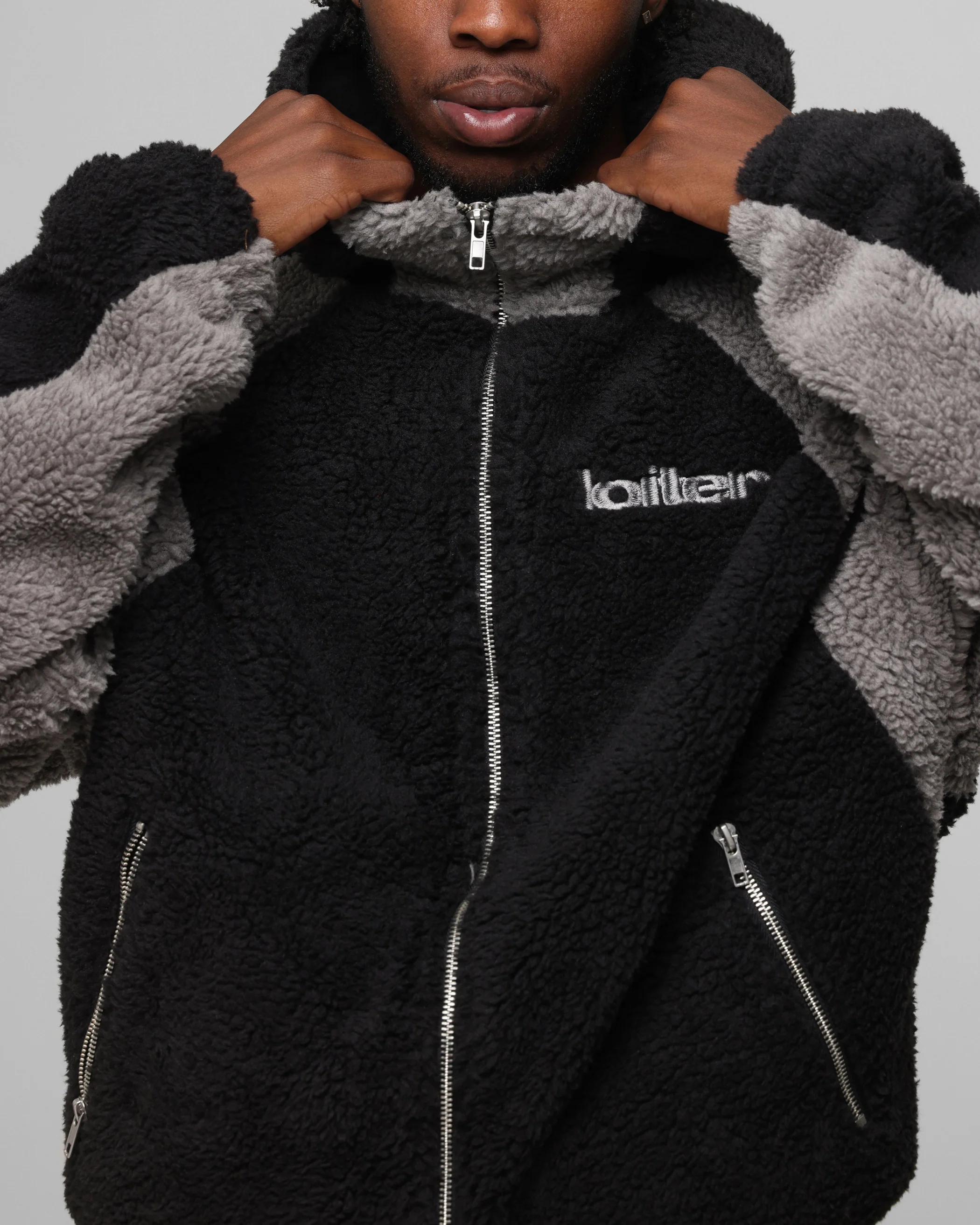 Loiter Speedway Fleece Jacket Black/Grey - Image 8
