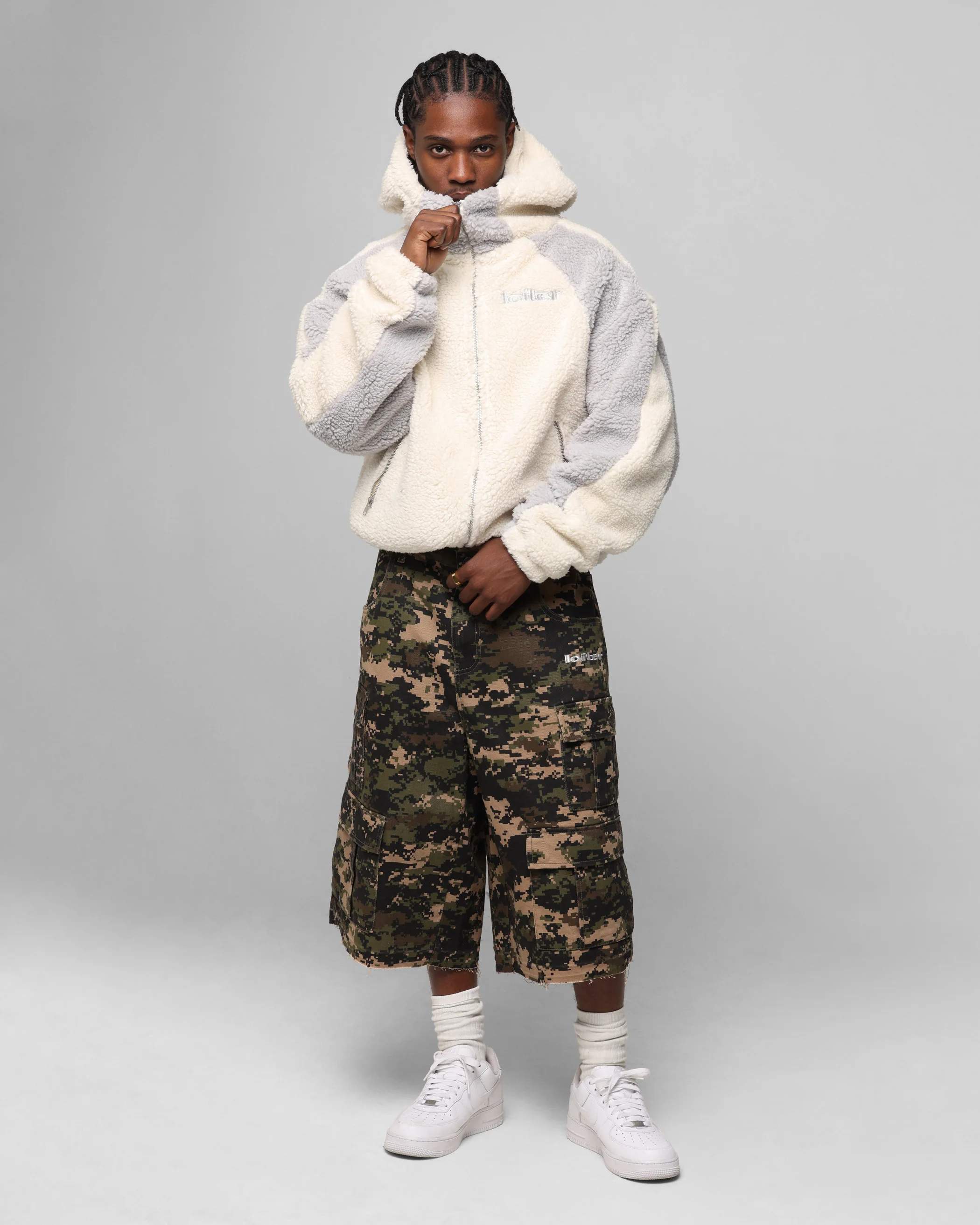 Loiter Speedway Fleece Jacket Stone - Image 2