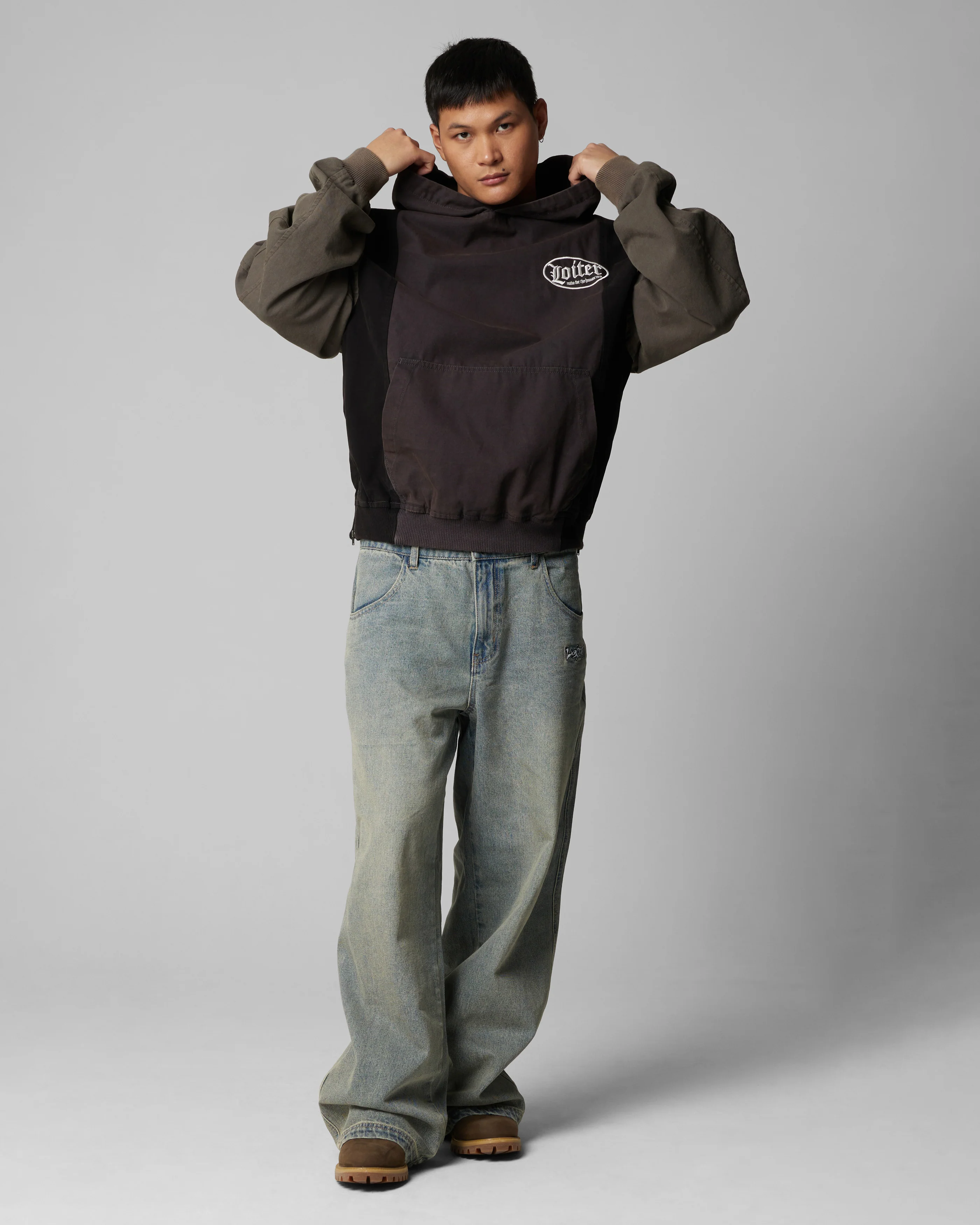 Loiter Splinter Hoodie Black/Charcoal - Image 4