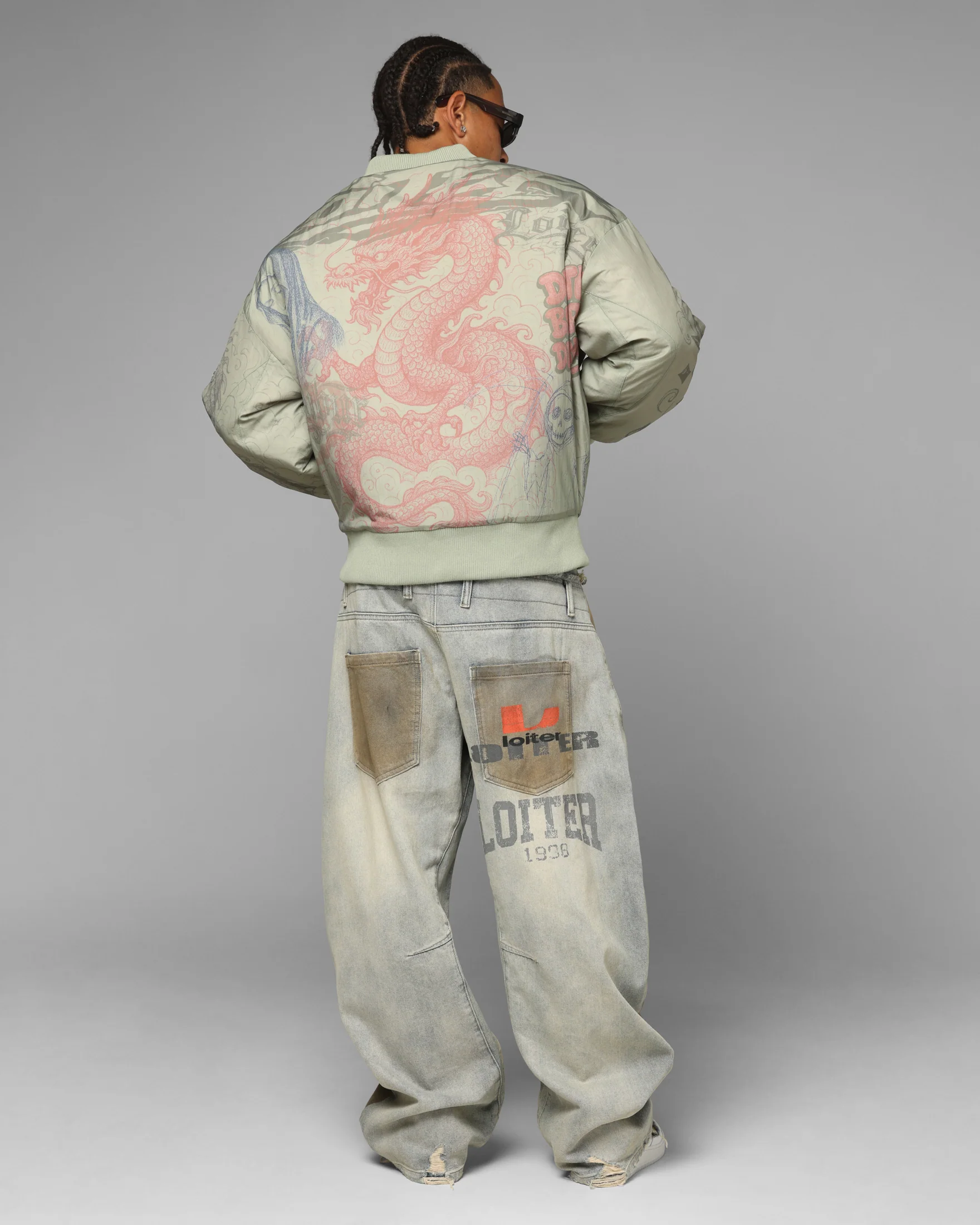 Loiter Spray Bomber Jacket Khaki - Image 3