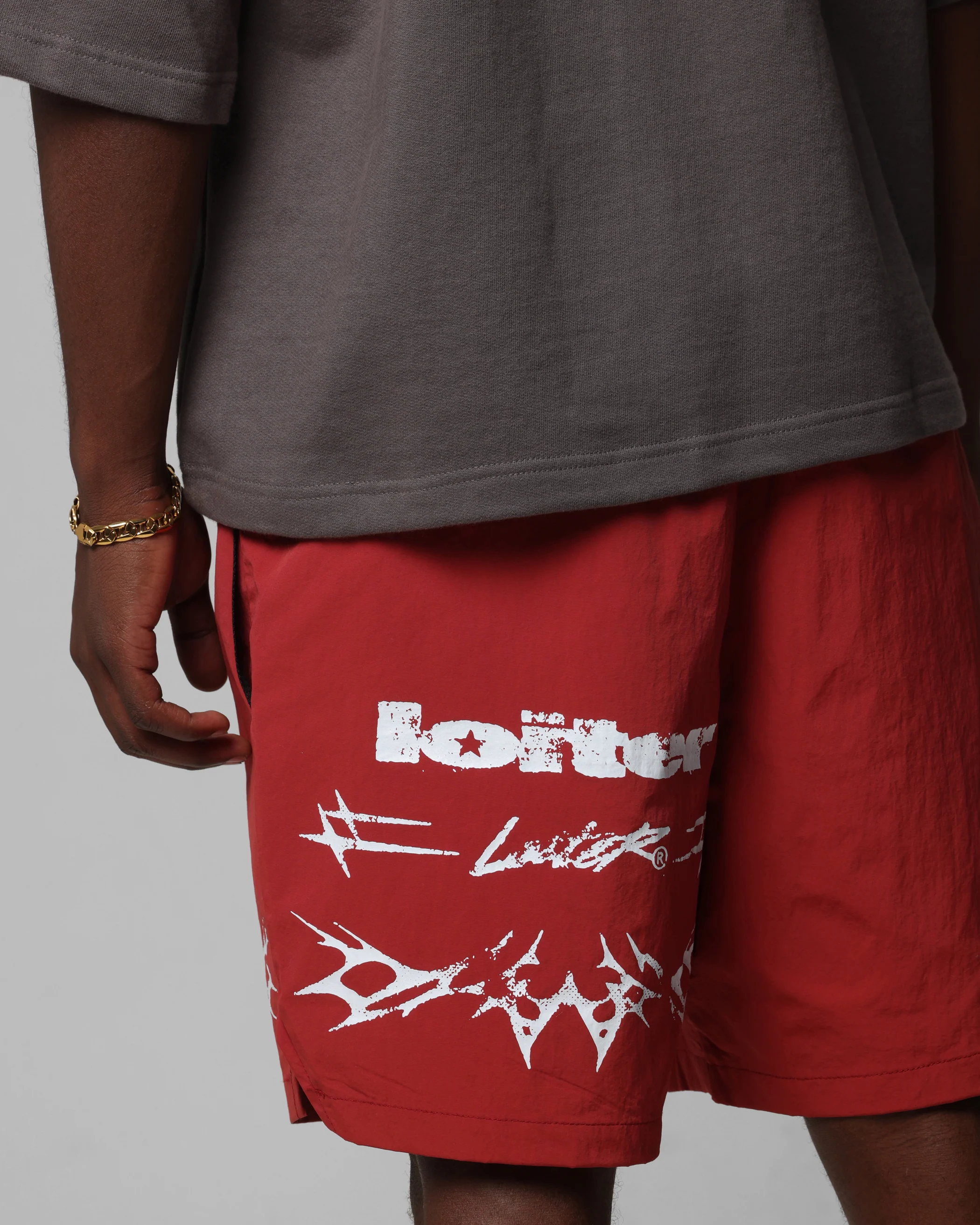 Loiter Stacked Metal Walk Shorts Burgandy - Image 4
