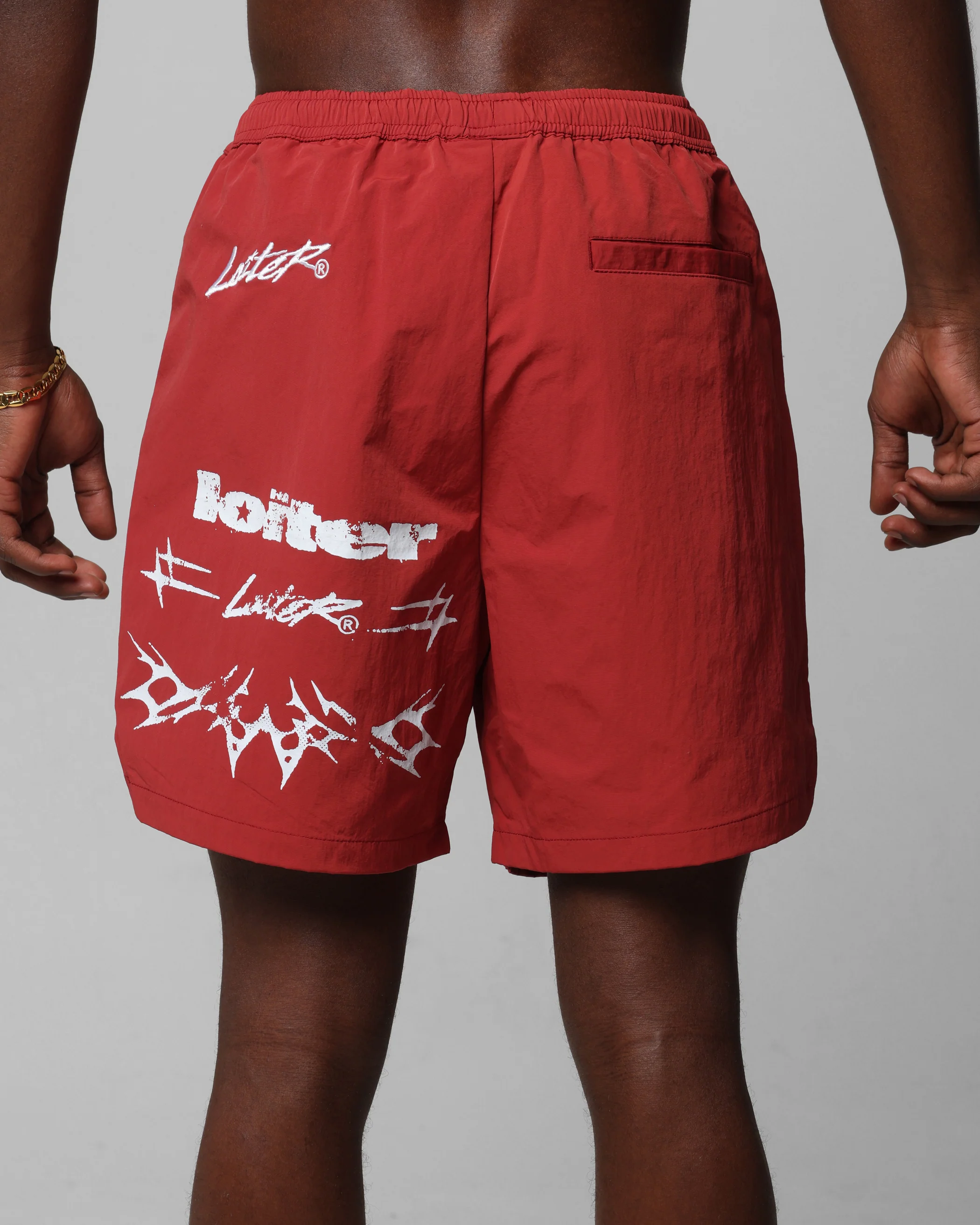 Loiter Stacked Metal Walk Shorts Burgandy - Image 8