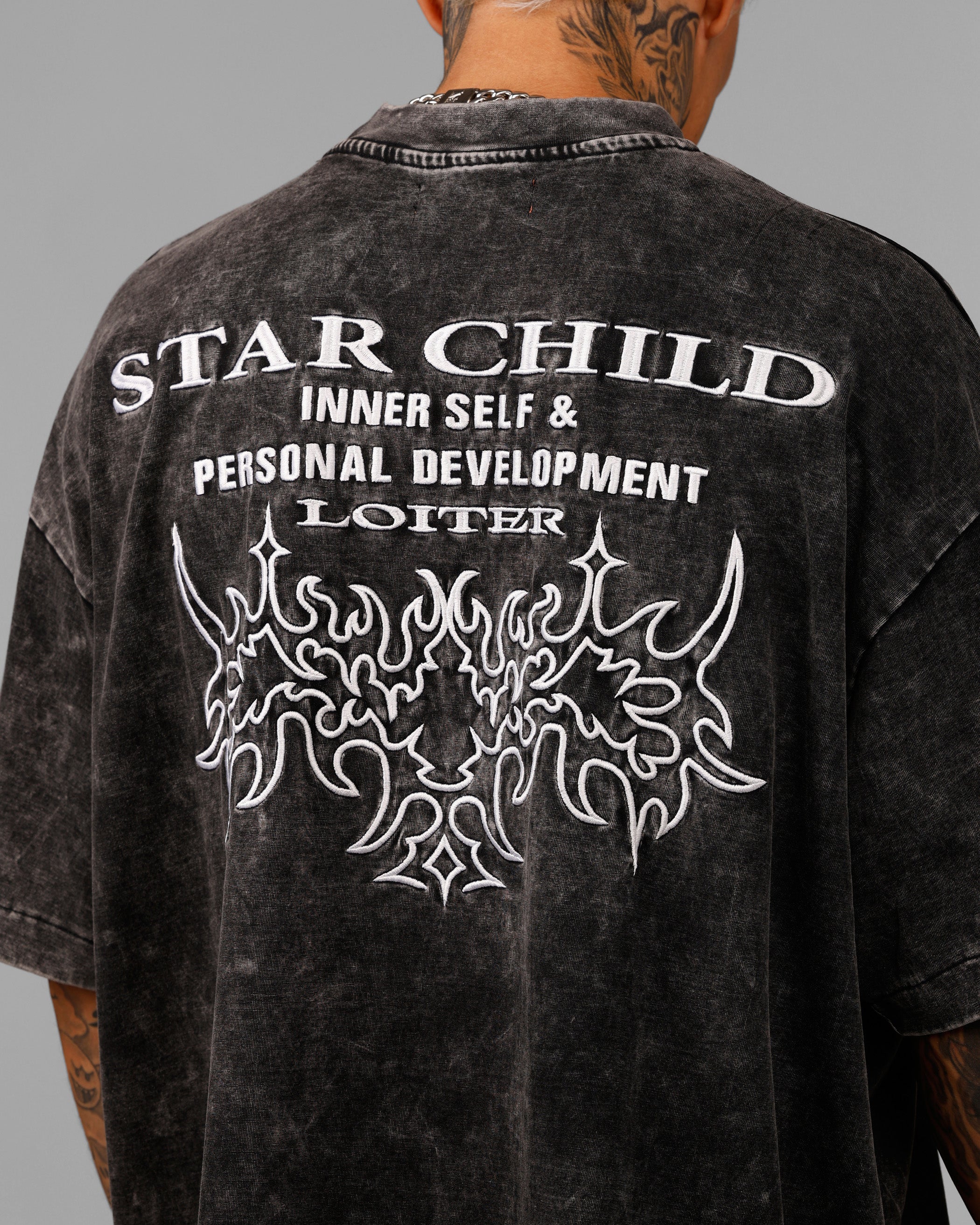 Star Child Pocket T-Shirt Black Wash - Image 6