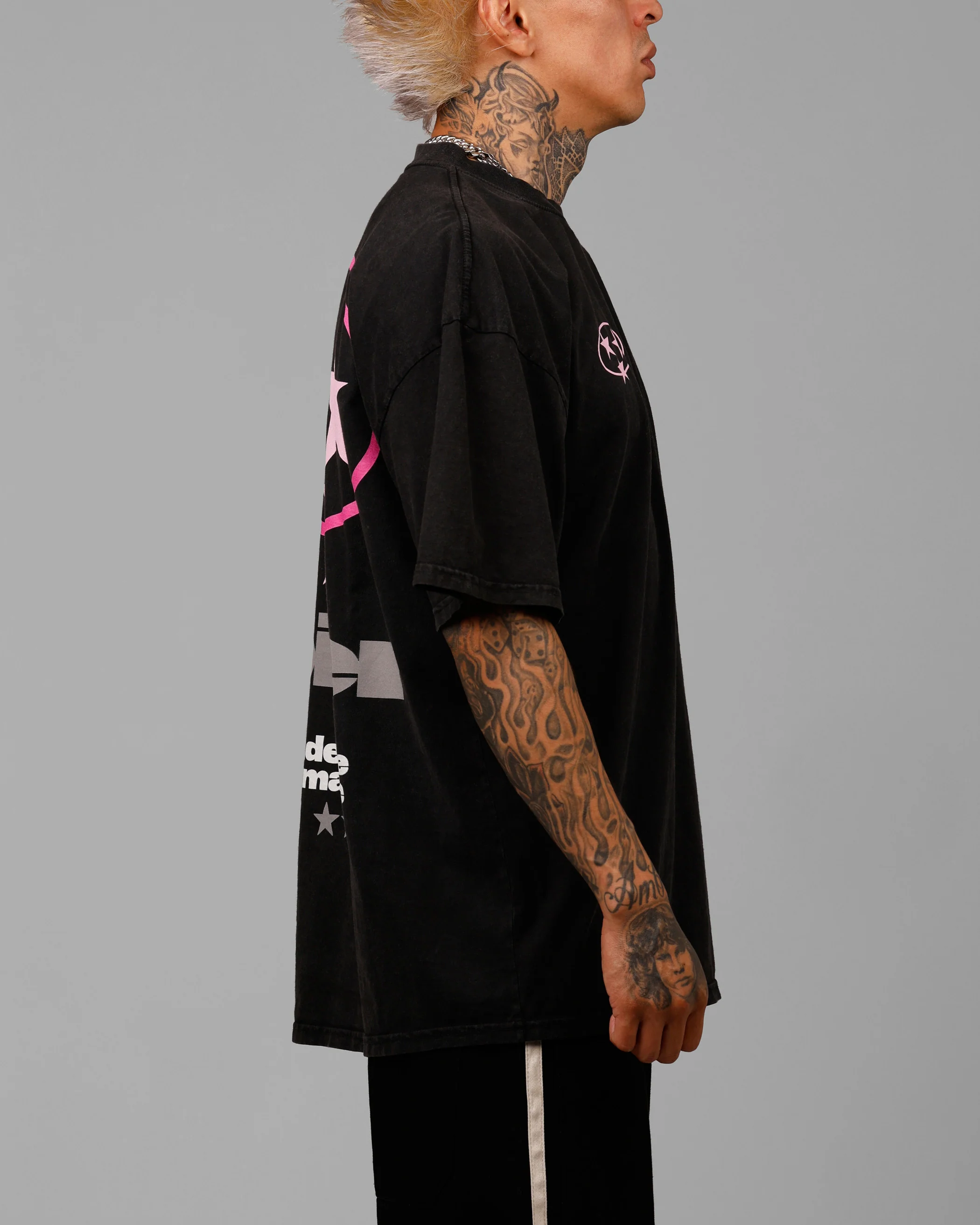 Star Child T-Shirt Black Acidwash - Image 4