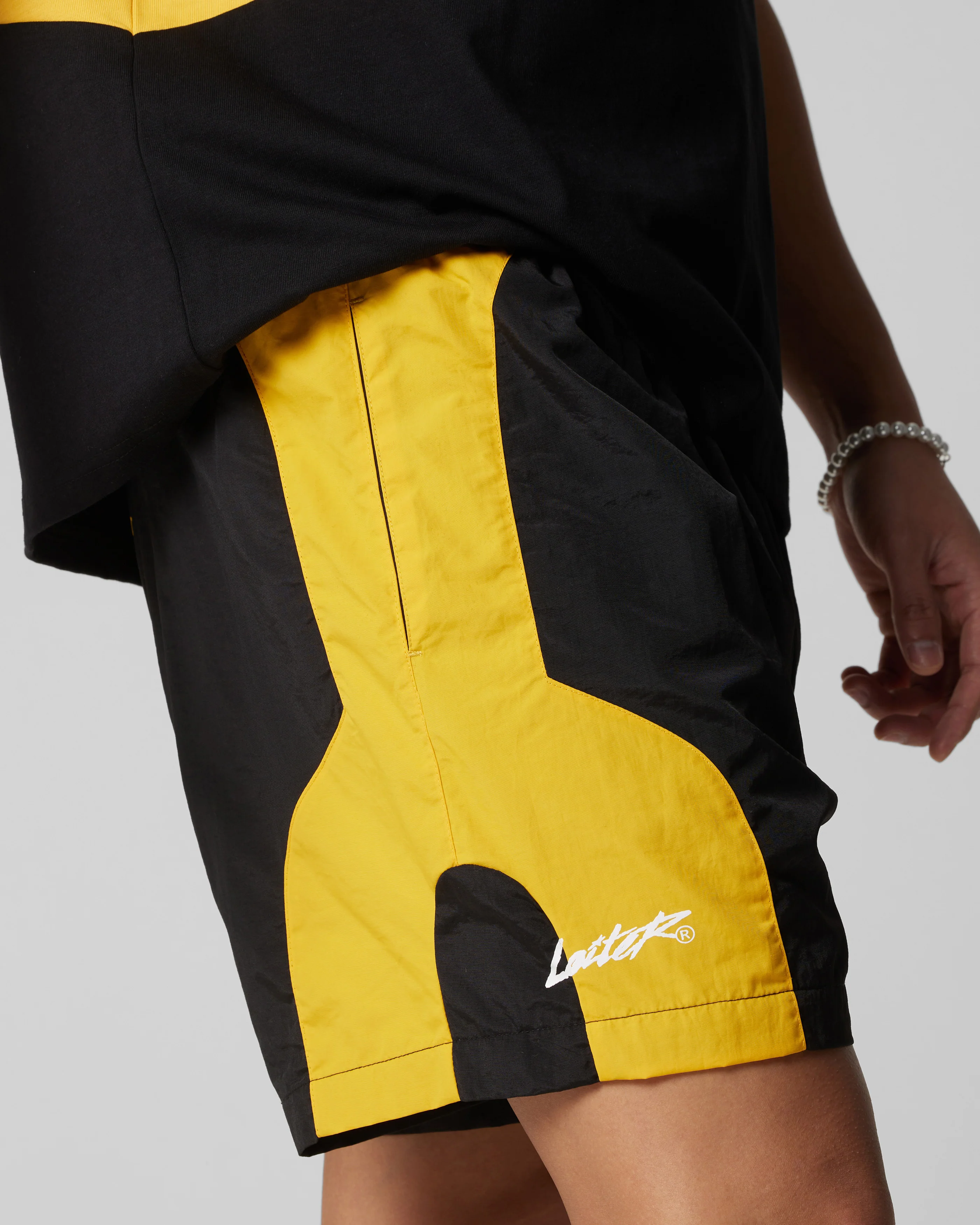 Subculture Panel Shorts Black/Yellow - Image 3