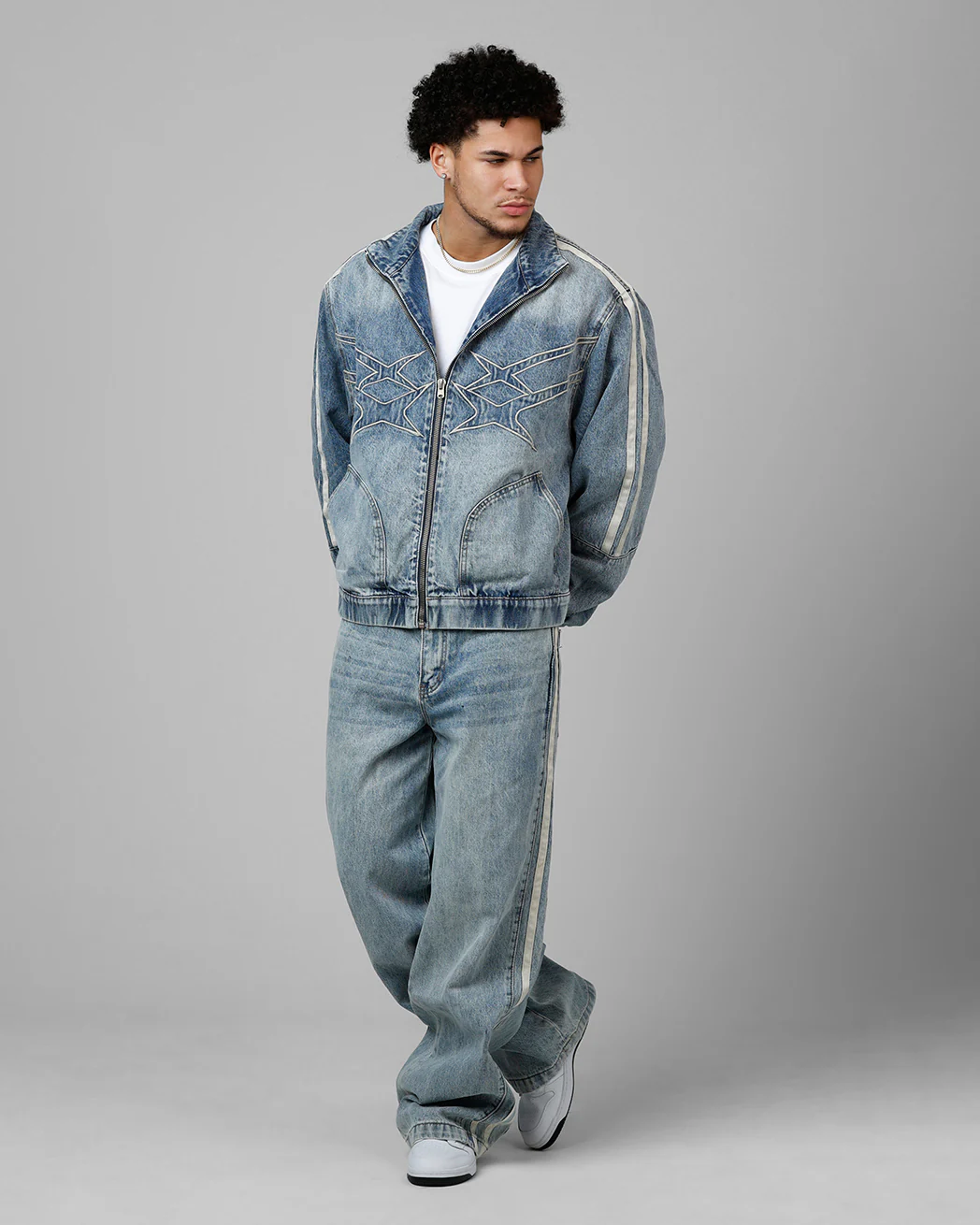 Track Star Denim Jacket Blue Wash - Image 3