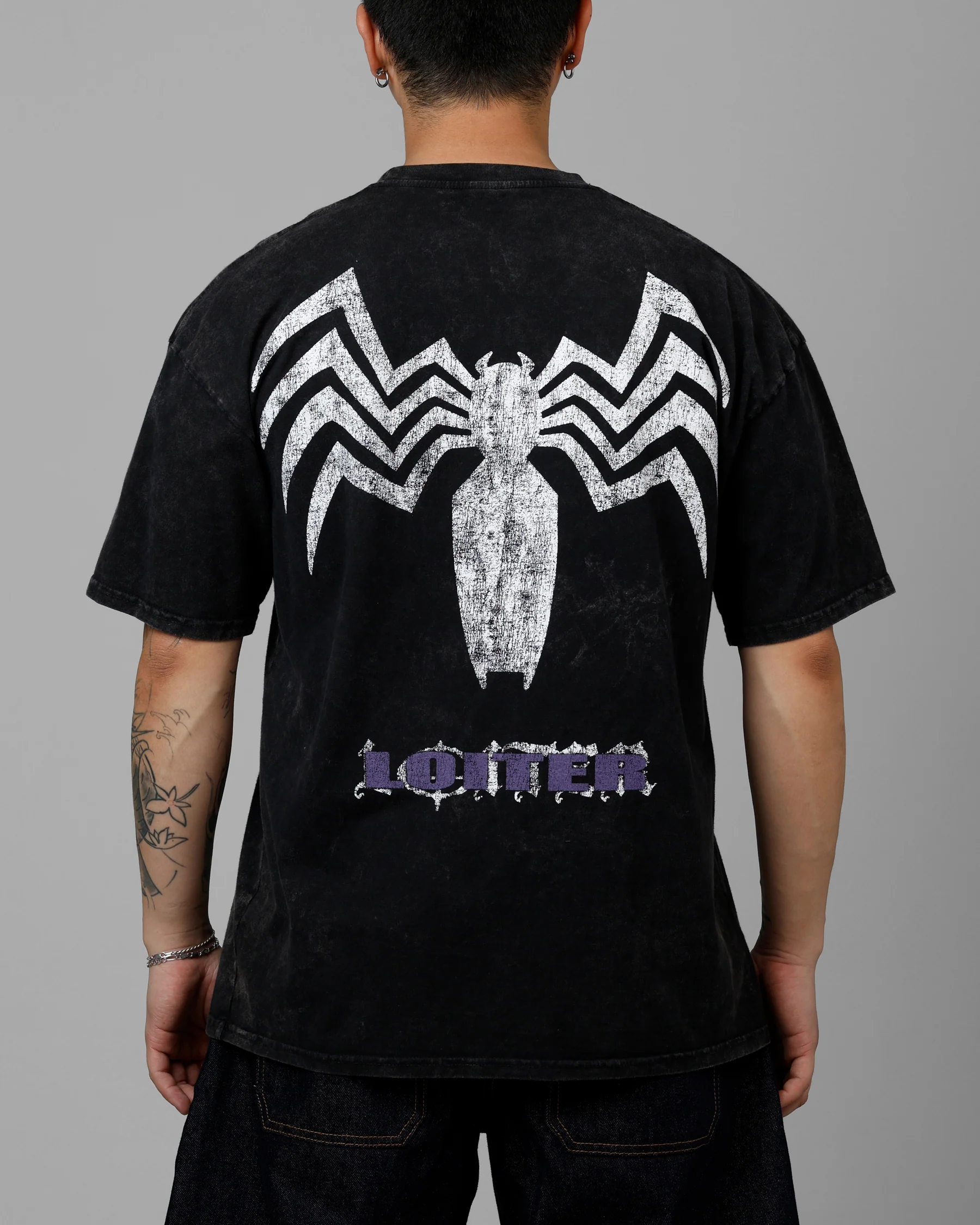 Marvel Venom Vintage T-Shirt Black Acidwash - Image 2