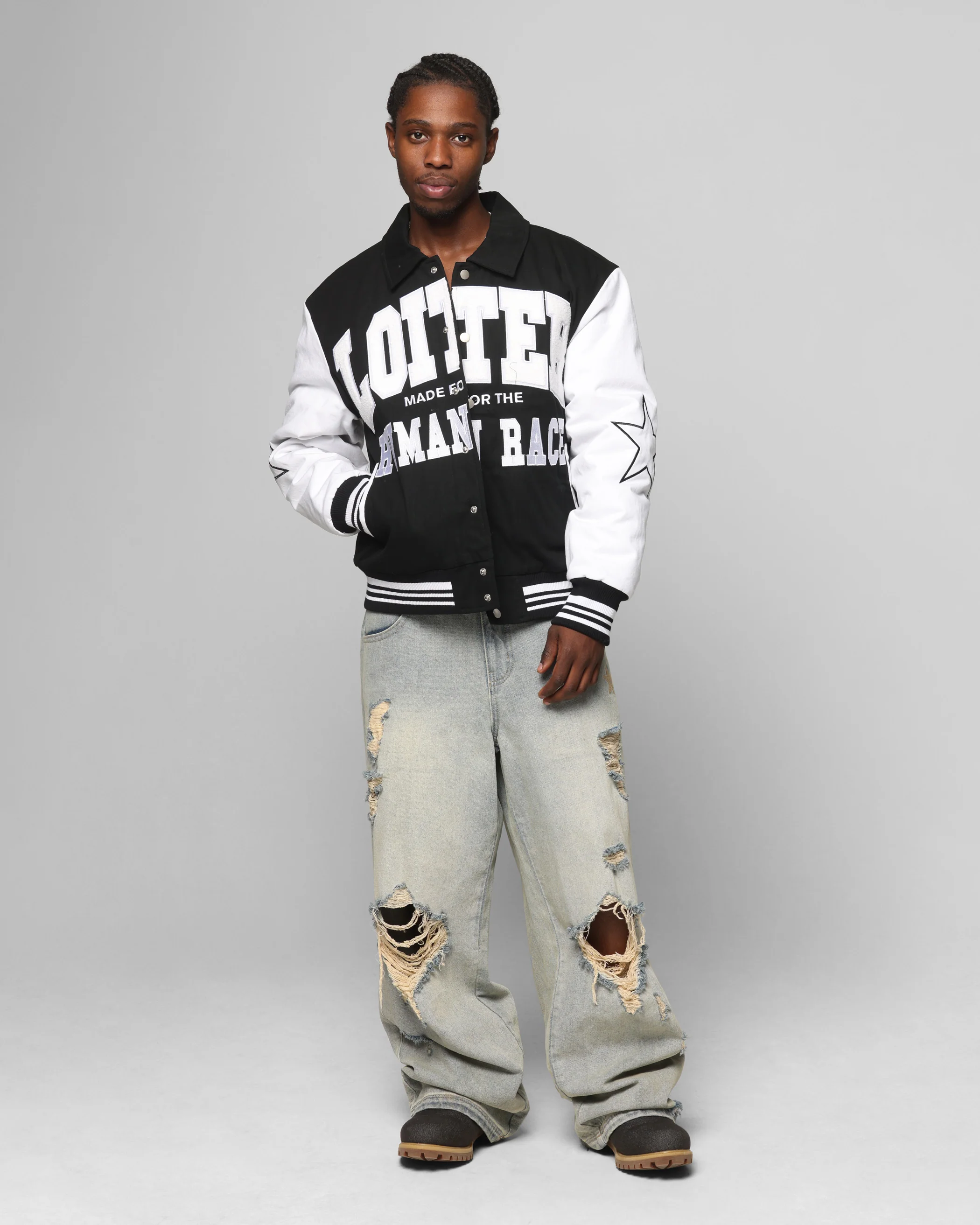 Loiter Vice City Varsity Jacket Black/White - Image 3