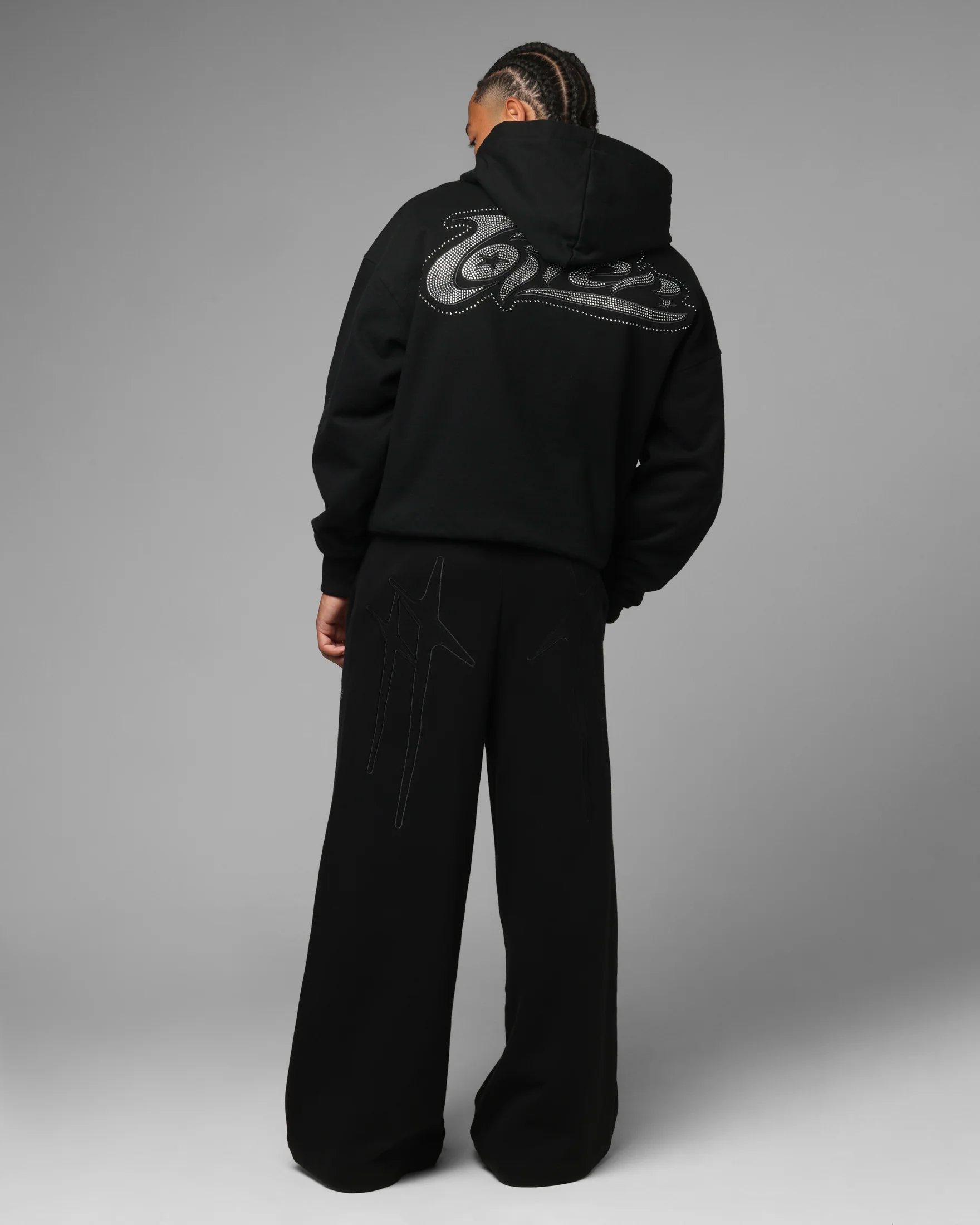 Loiter Silicone Rhinestone Zip Hoodie Black - Image 4