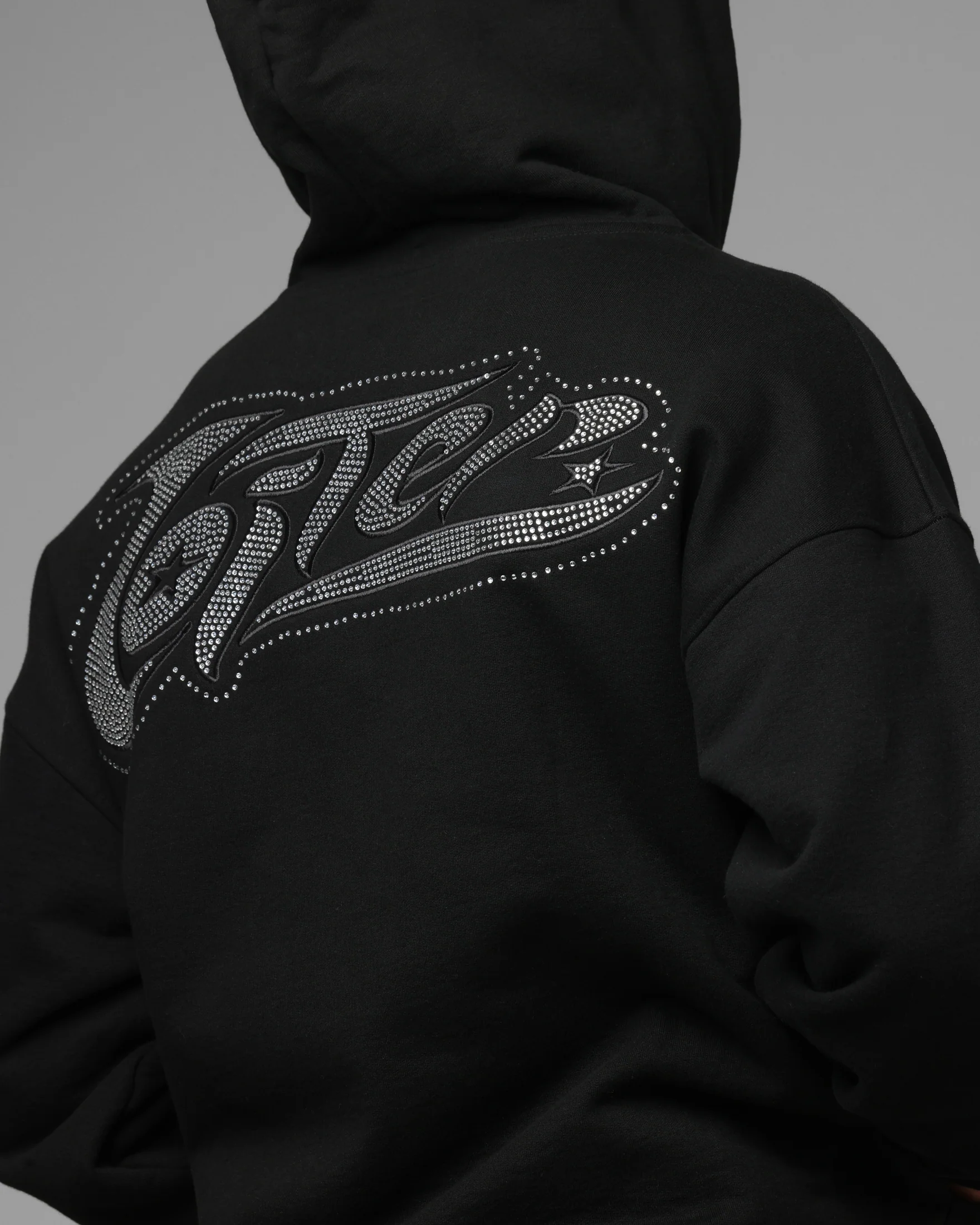 Loiter Silicone Rhinestone Zip Hoodie Black - Image 8