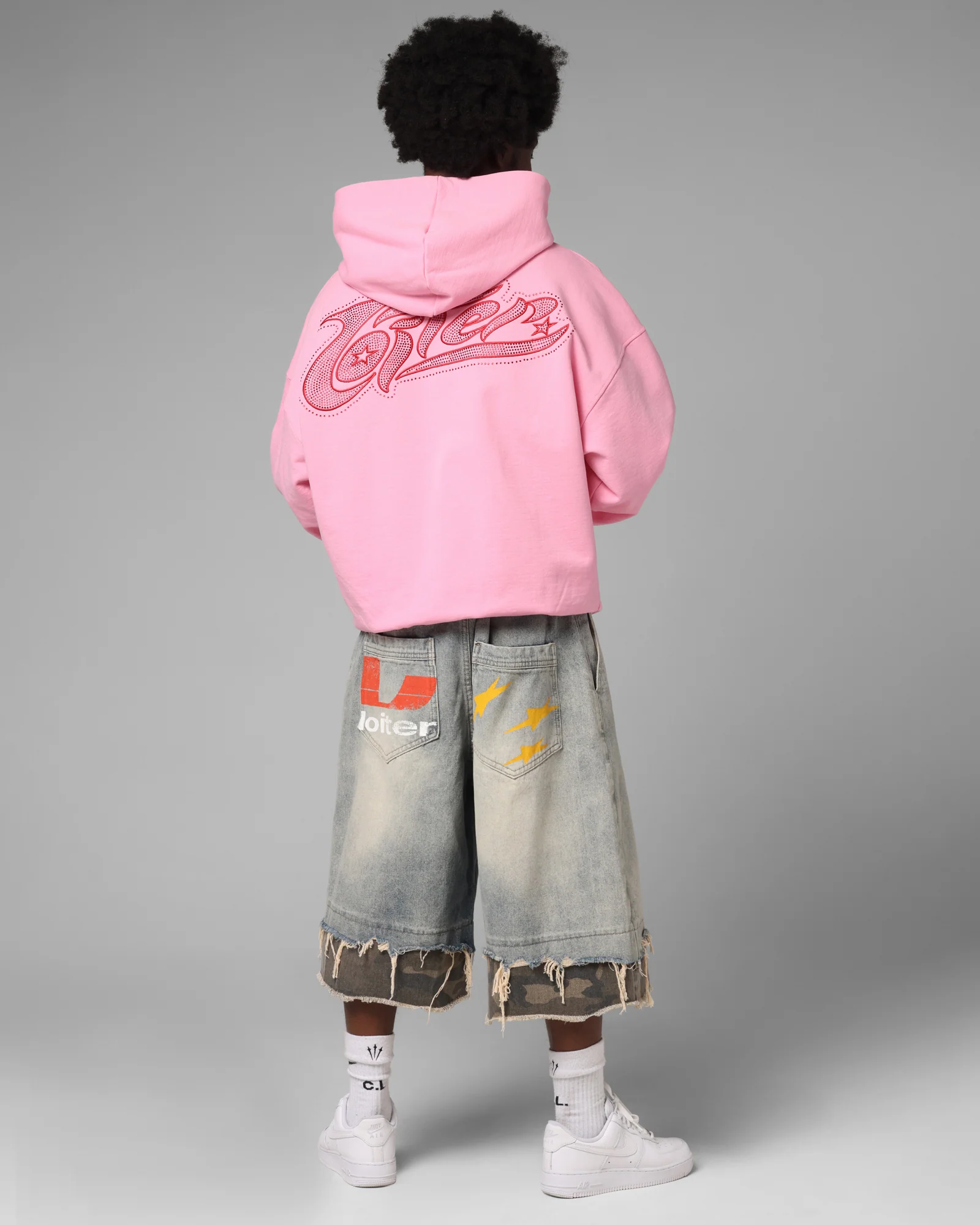 Loiter Silicone Rhinestone Zip Hoodie Pink - Image 4