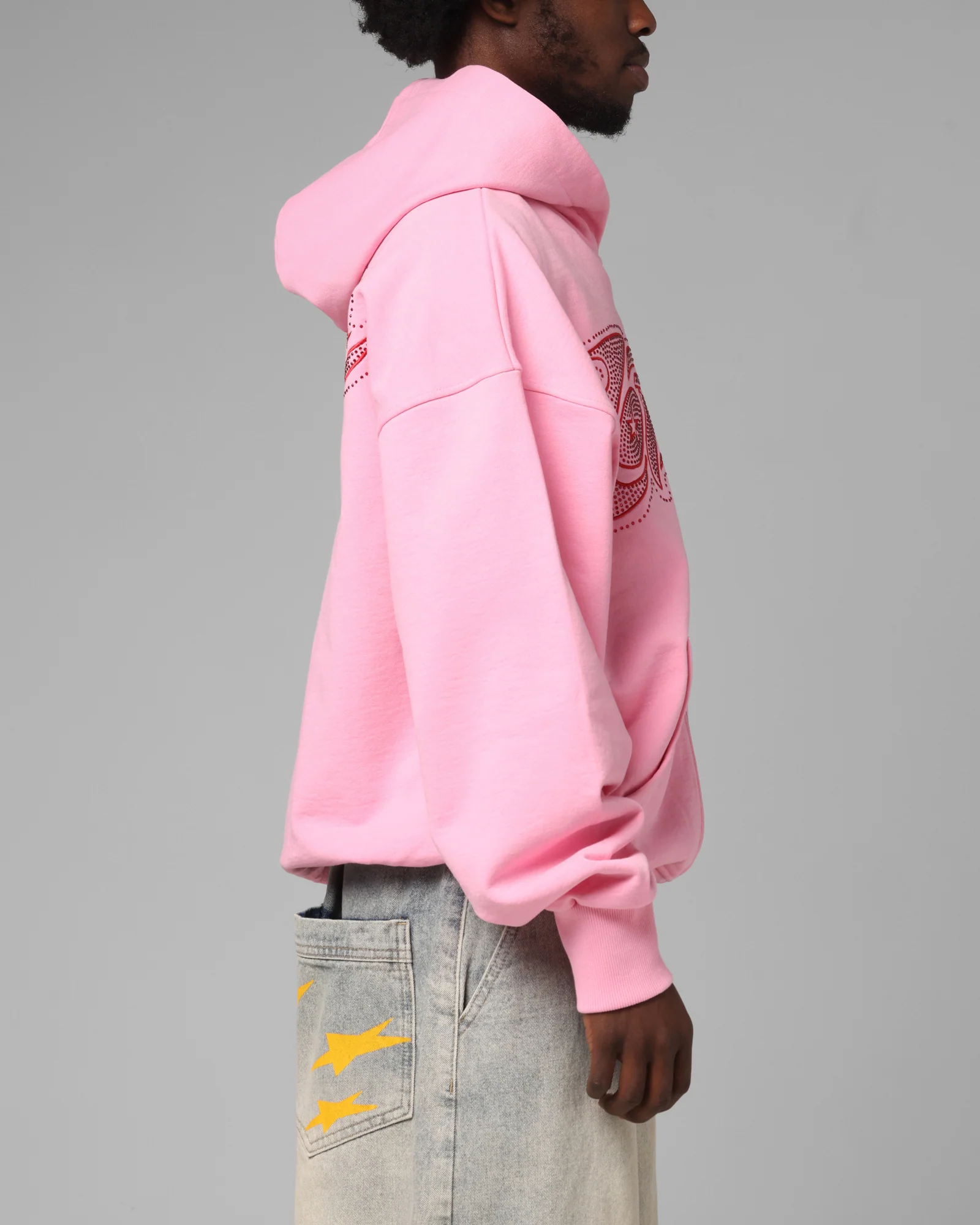 Loiter Silicone Rhinestone Zip Hoodie Pink - Image 5