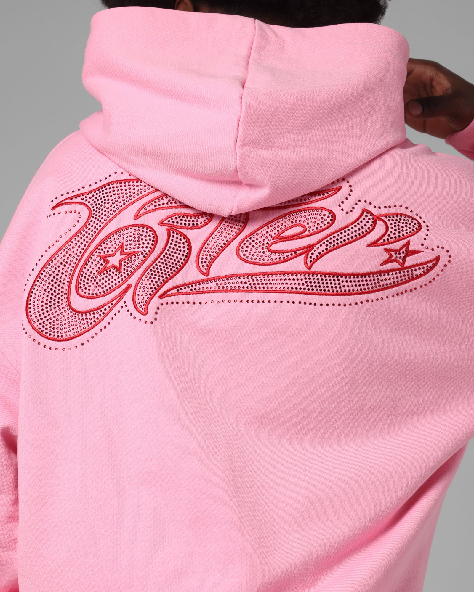 Loiter Silicone Rhinestone Zip Hoodie Pink - Image 8