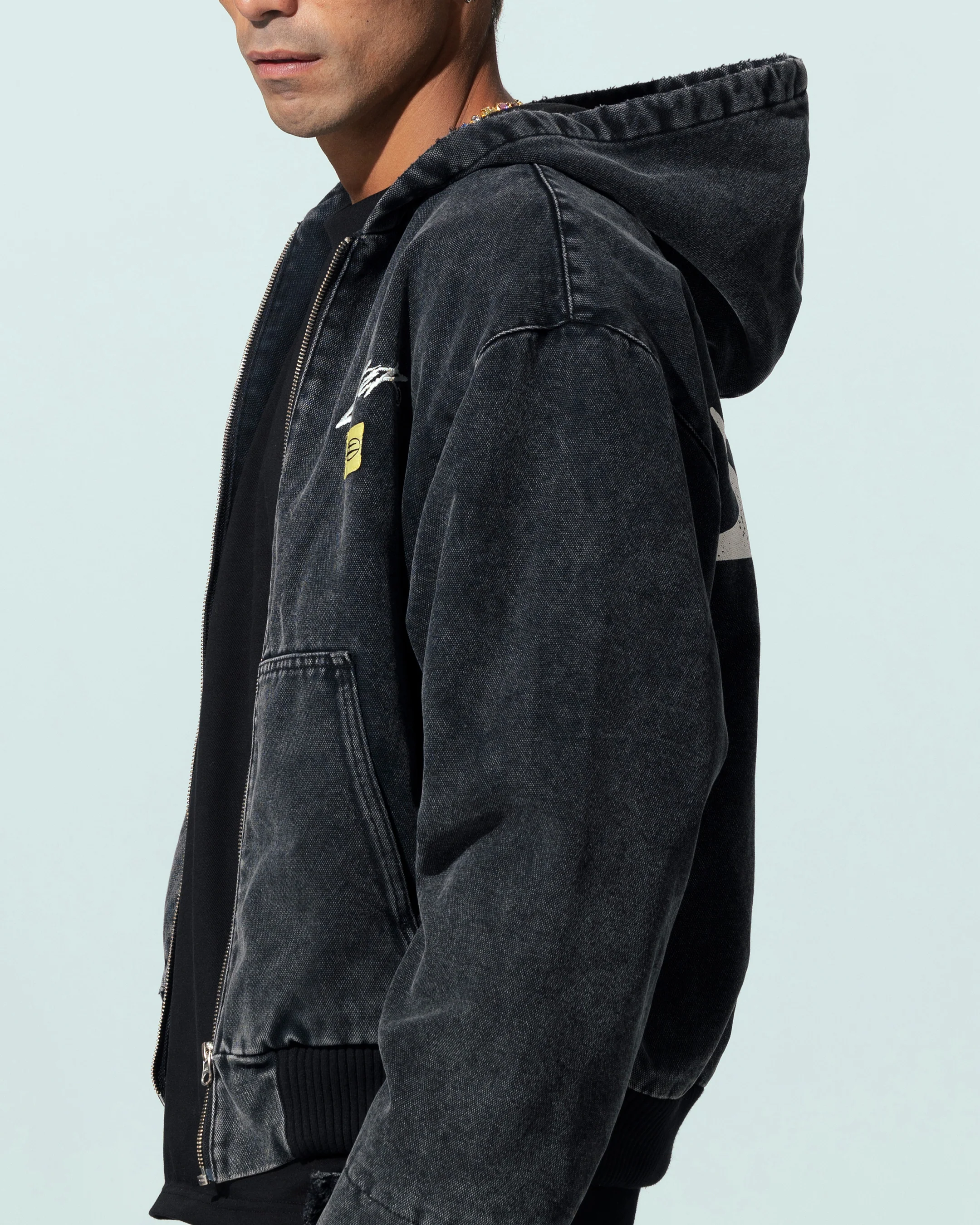Loiter Workwear Zip Jacket Vintage Black - Image 7