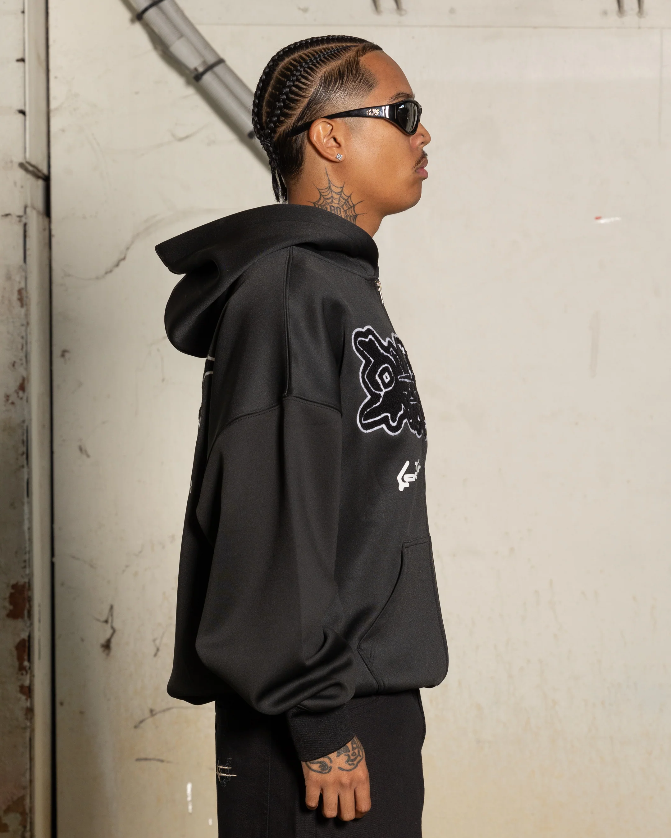 Loiter X The Anti Order Zip Hoodie Black - Image 4