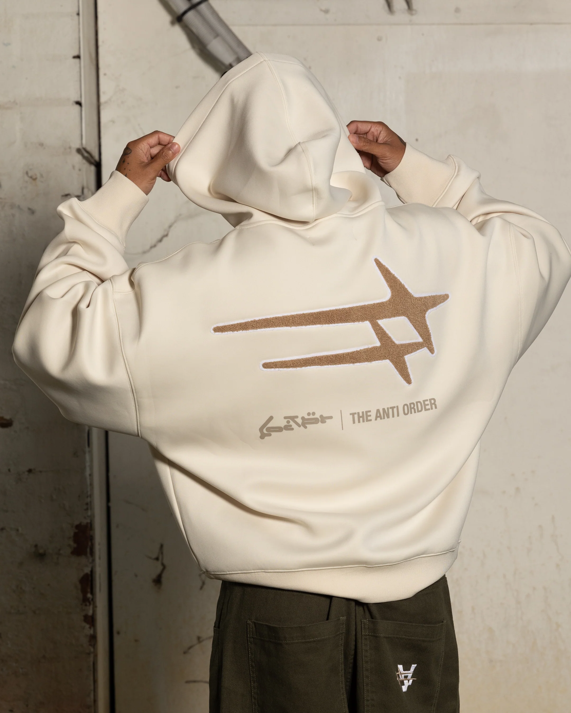 Loiter X The Anti Order Zip Hoodie Stone - Image 4