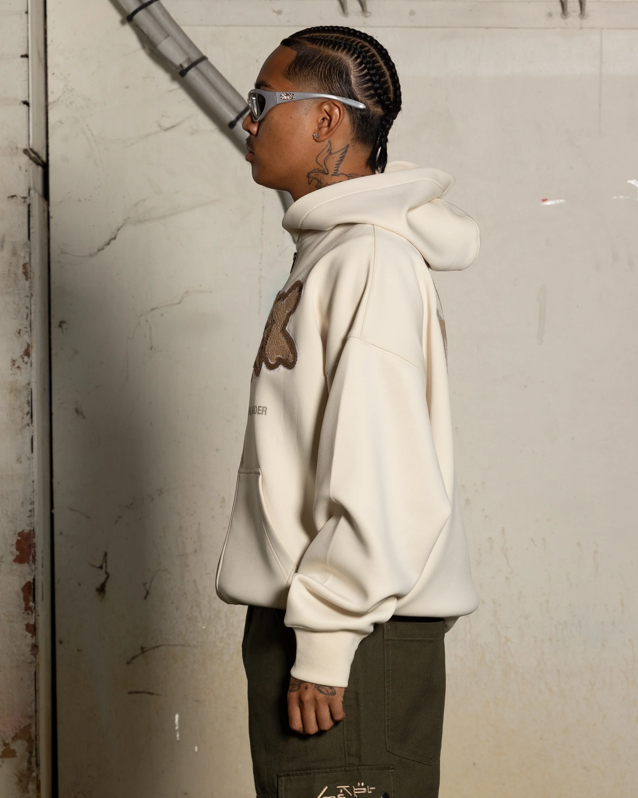 Loiter X The Anti Order Zip Hoodie Stone - Image 5