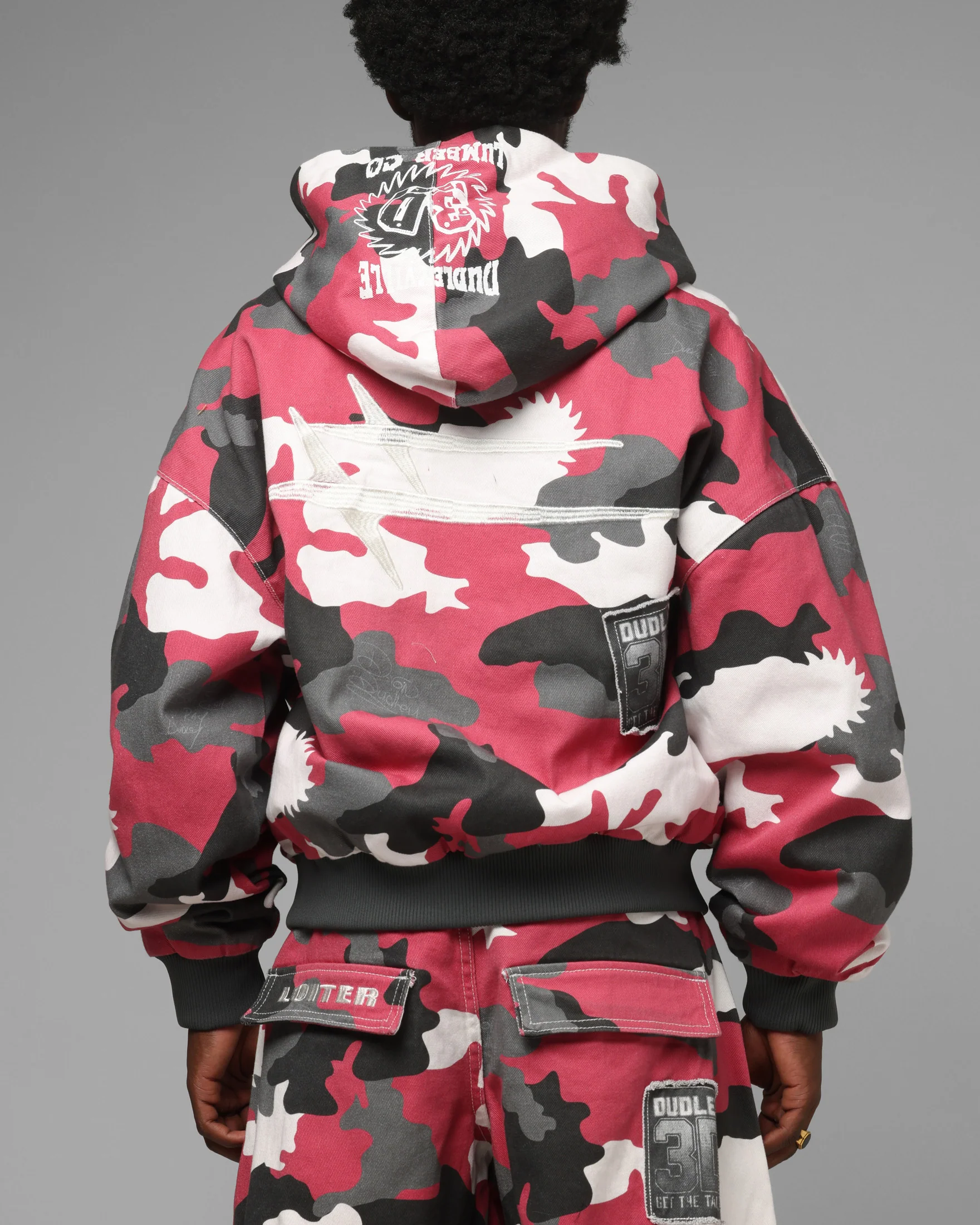 Loiter X WWE Dudley Boyz Camo Zip Jacket Red Camo - Image 2
