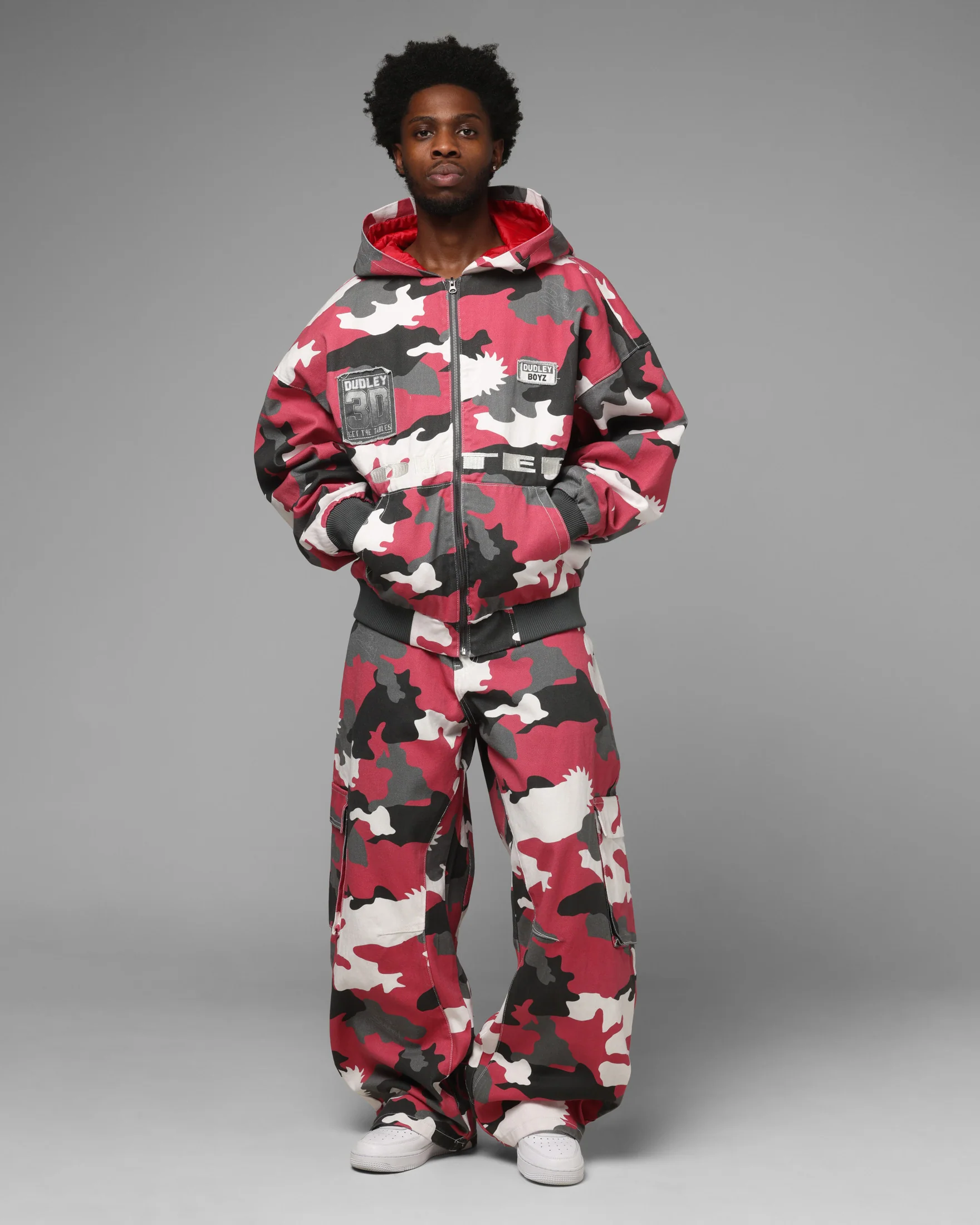 Loiter X WWE Dudley Boyz Camo Zip Jacket Red Camo - Image 3
