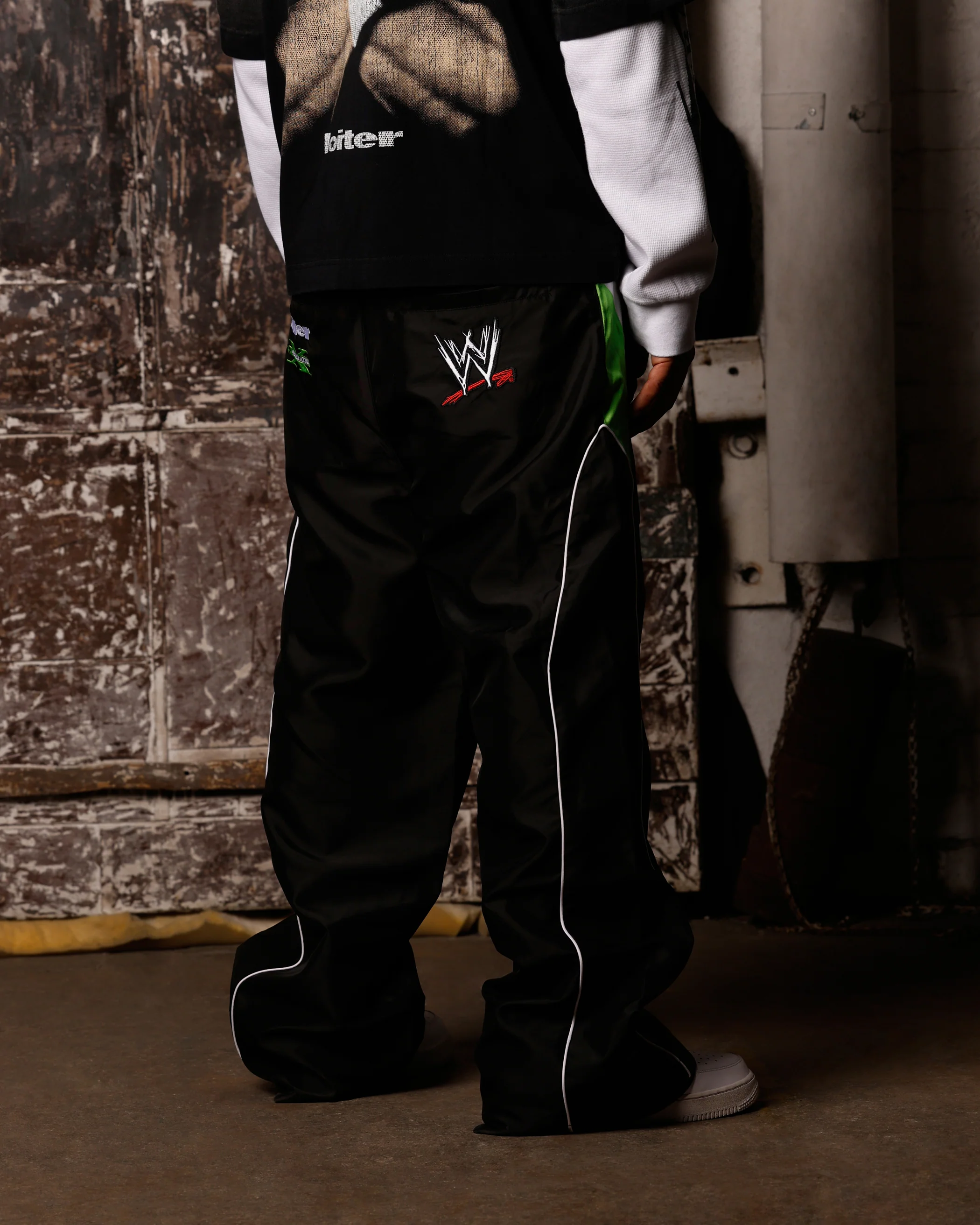 Loiter X WWE DX Generation Track Pants Black/Green - Image 3