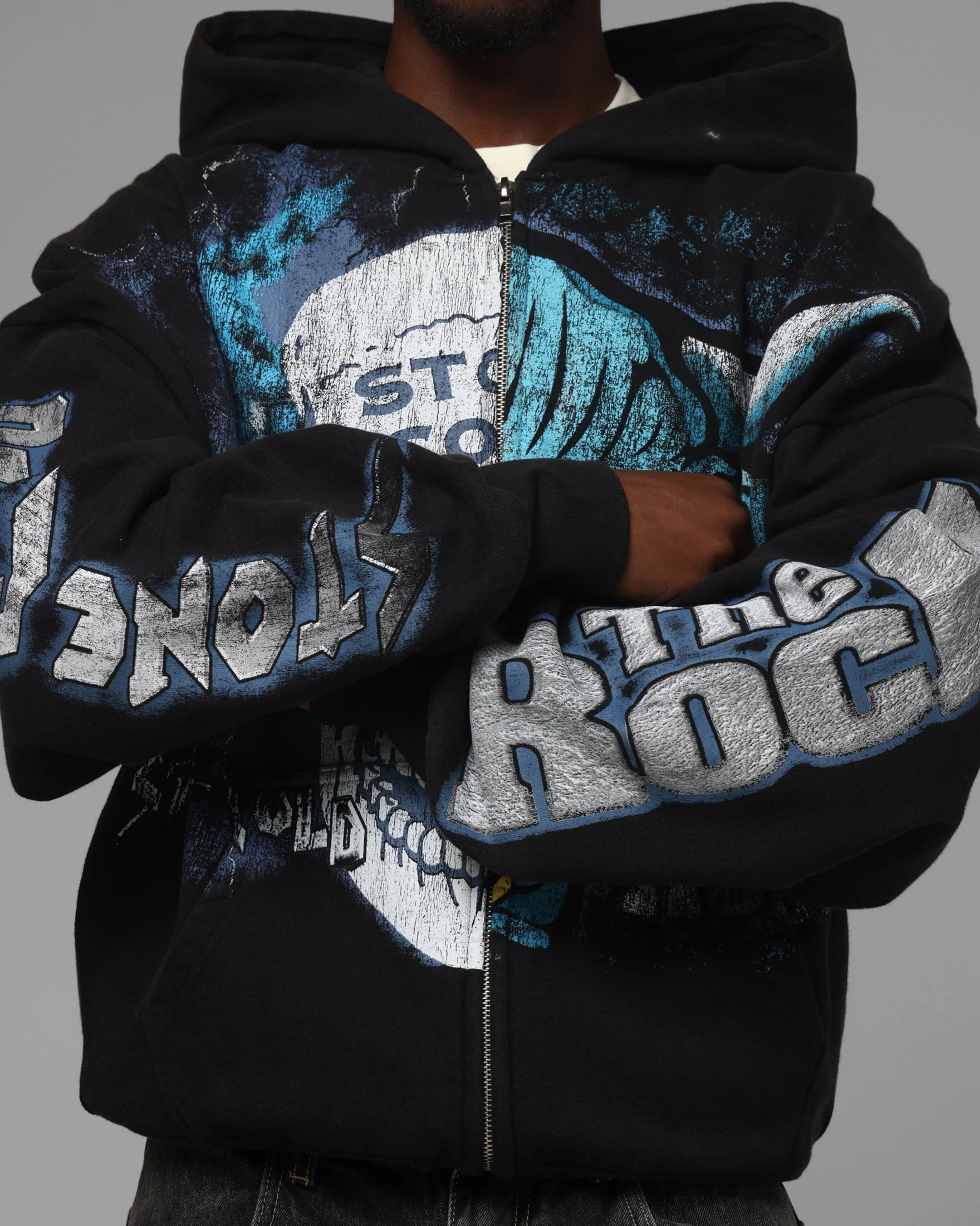 Loiter X WWE Stone Cold Beef Vintage Zip Hoodie Black - Image 7