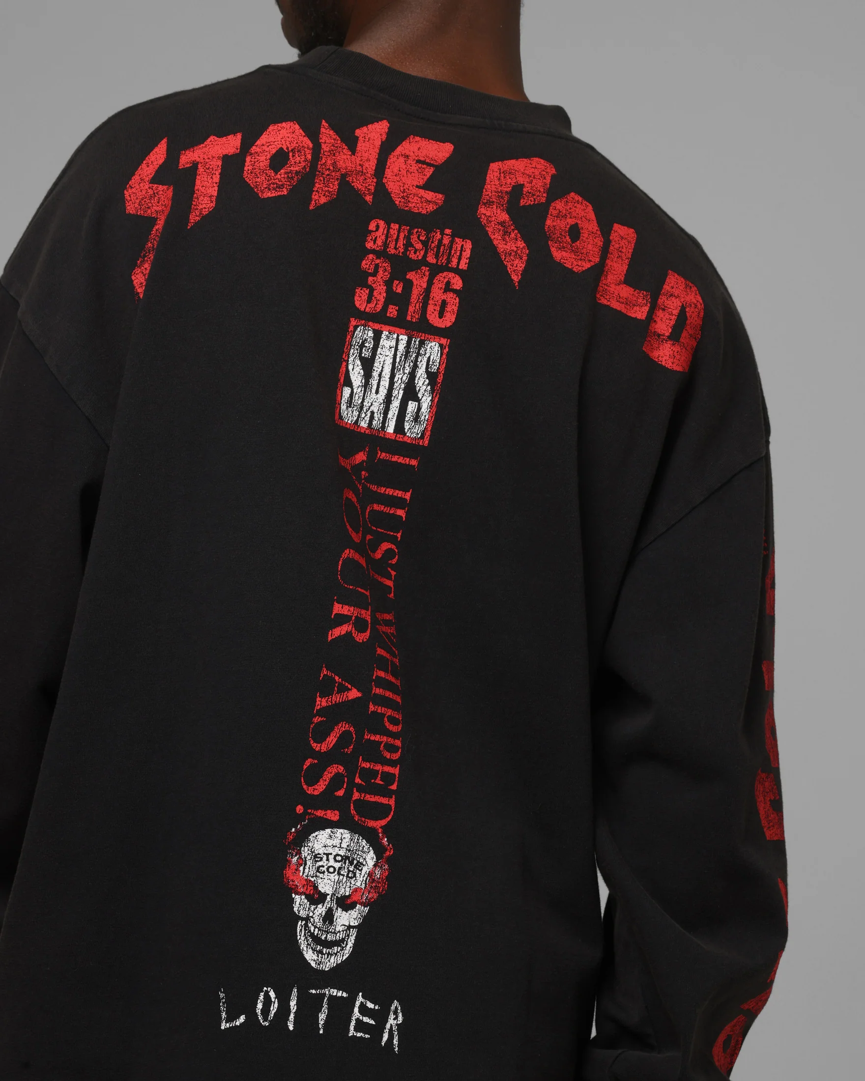 Loiter X WWE Stone Cold Long Sleeve T-Shirt Black - Image 8