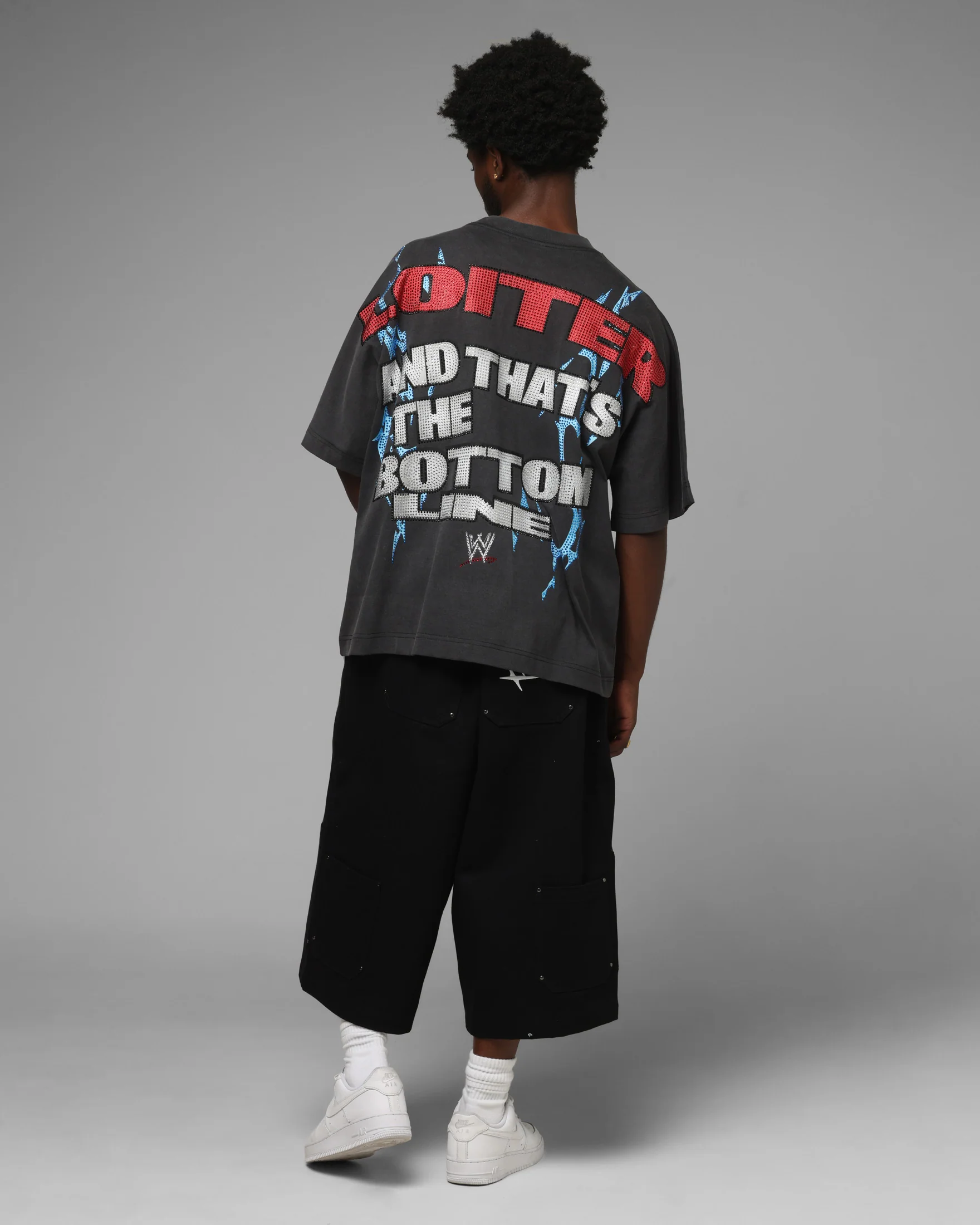 Loiter X WWE Stone Cold Rhinestone T-Shirt Black - Image 4