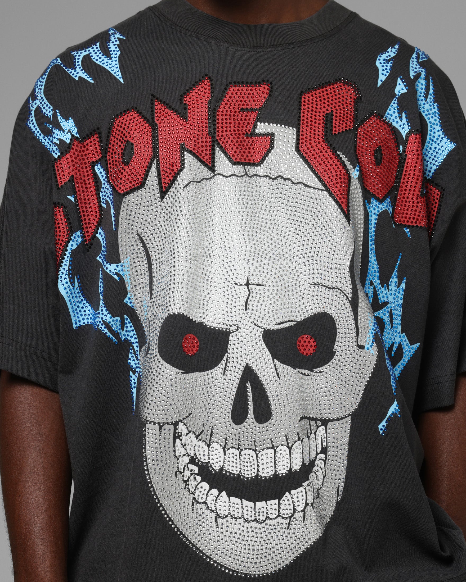 Loiter X WWE Stone Cold Rhinestone T-Shirt Black - Image 7
