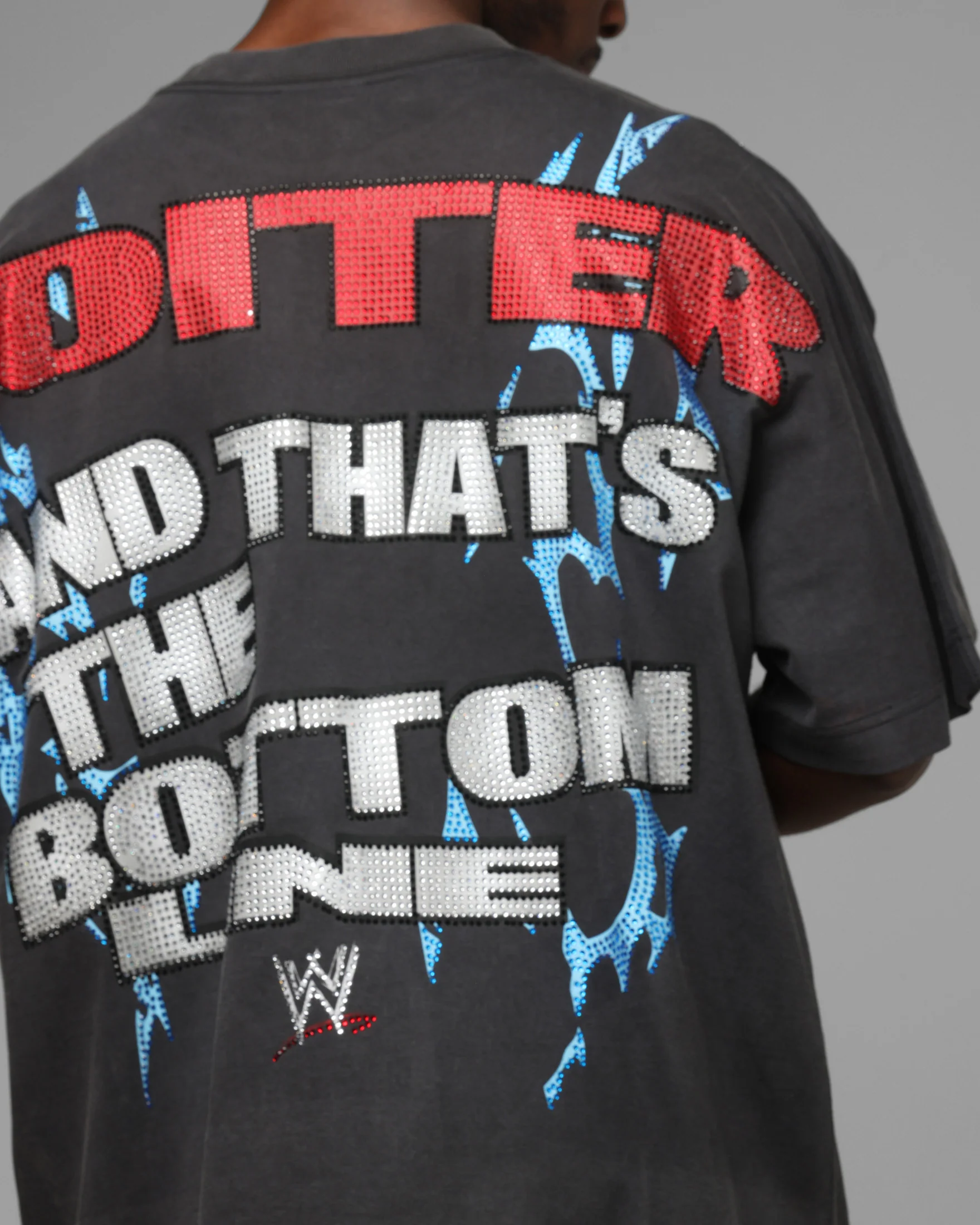 Loiter X WWE Stone Cold Rhinestone T-Shirt Black - Image 8