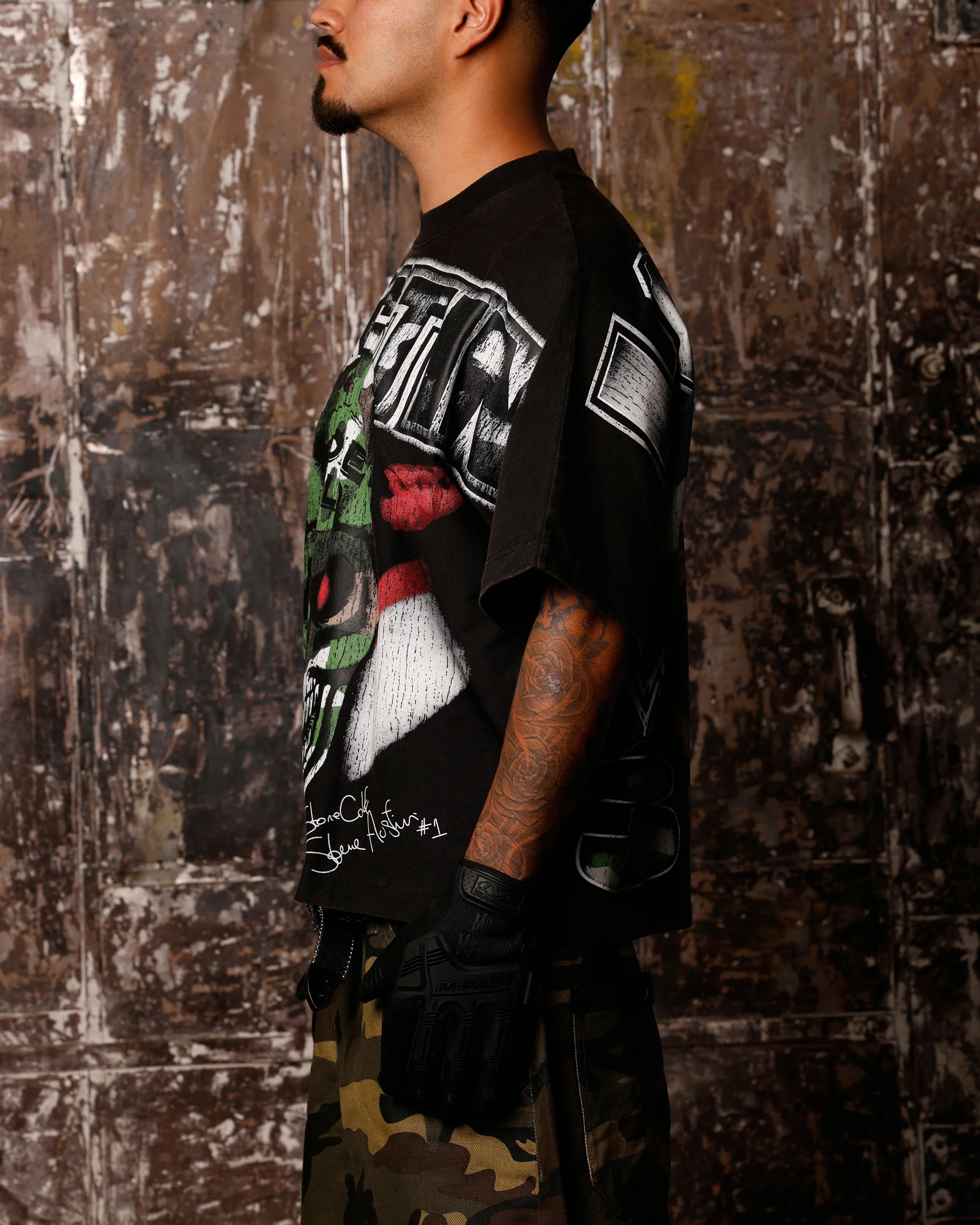 Loiter X WWE Stone Cold Vintage T-Shirt Vintage Black - Image 5