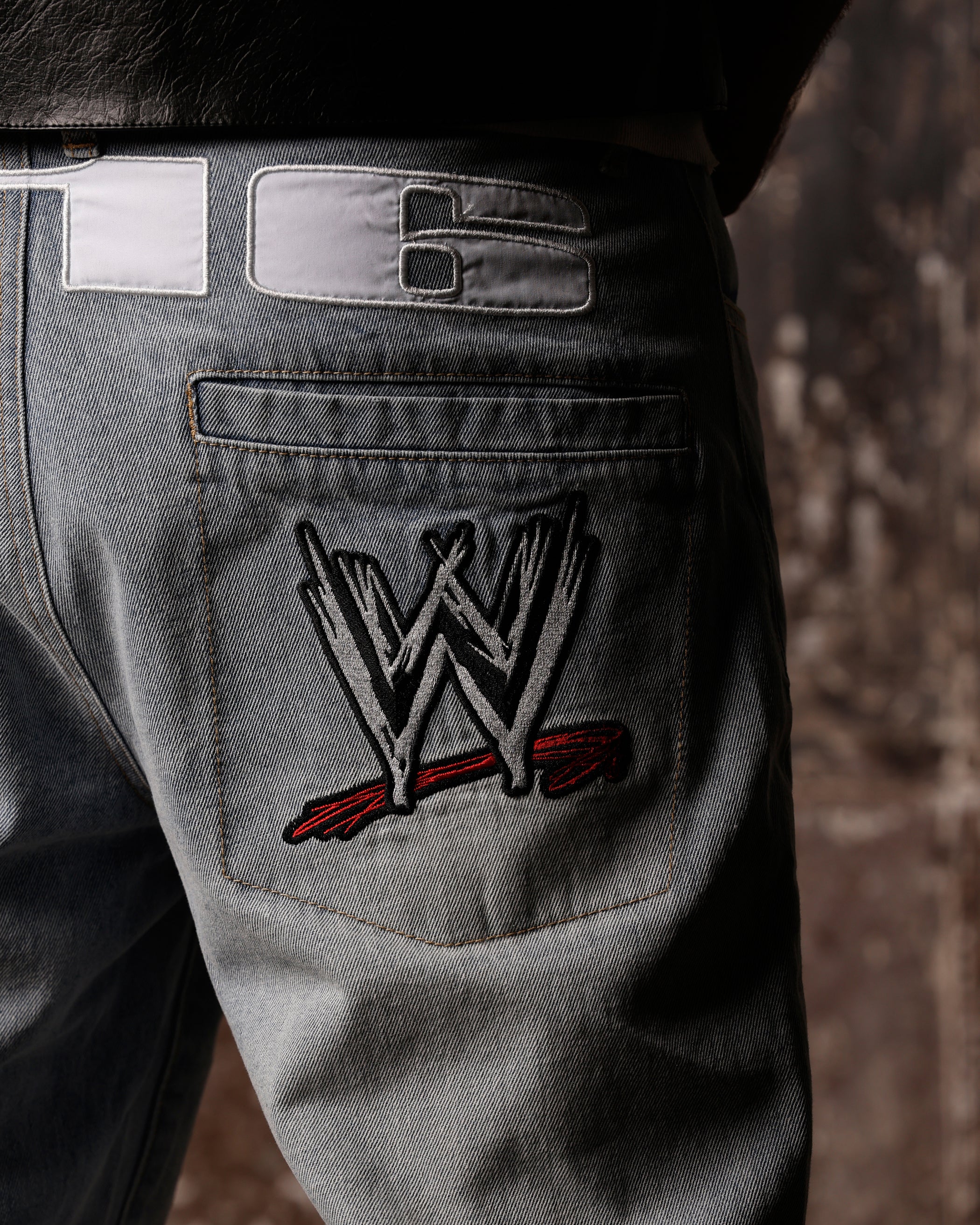 Loiter X WWE Stone Cold Washed Jeans Vintage Blue Wash - Image 6