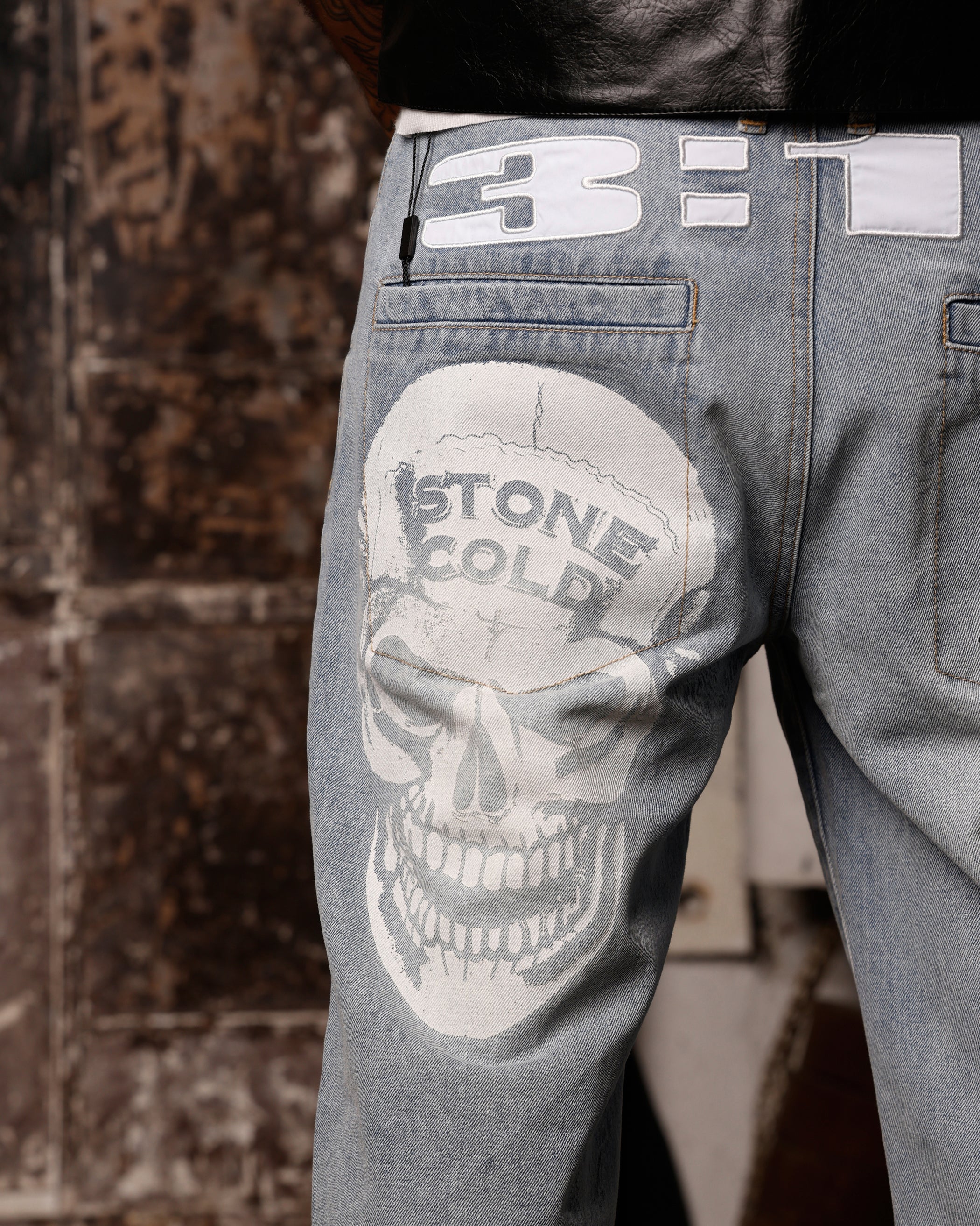 Loiter X WWE Stone Cold Washed Jeans Vintage Blue Wash - Image 7
