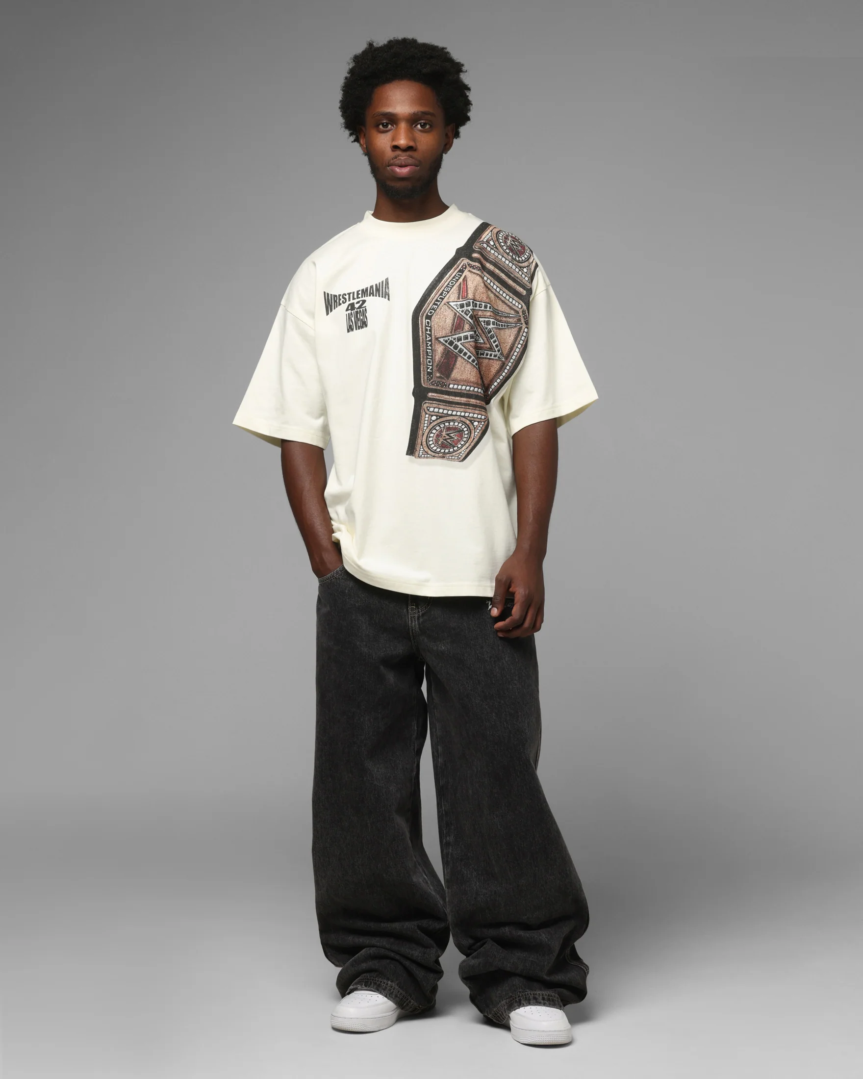 Loiter X WWE WrestleMania 42 T-Shirt Off White - Image 3