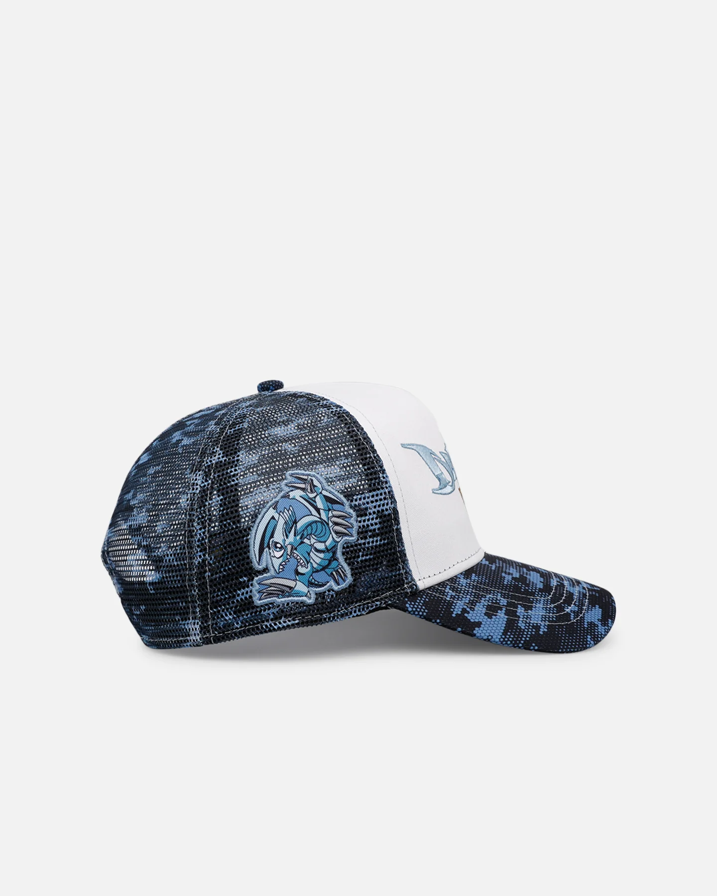 Loiter X Yu-Gi-Oh! Blue Eyes Toon Dragon Trucker Snapback Hat Blue Camo - Image 3