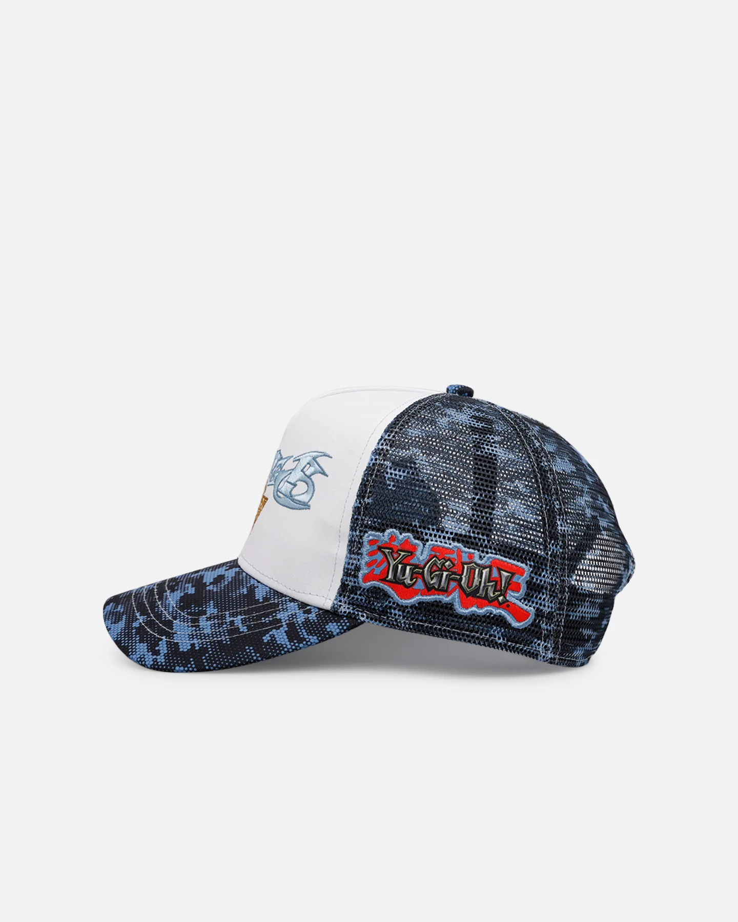 Loiter X Yu-Gi-Oh! Blue Eyes Toon Dragon Trucker Snapback Hat Blue Camo - Image 4