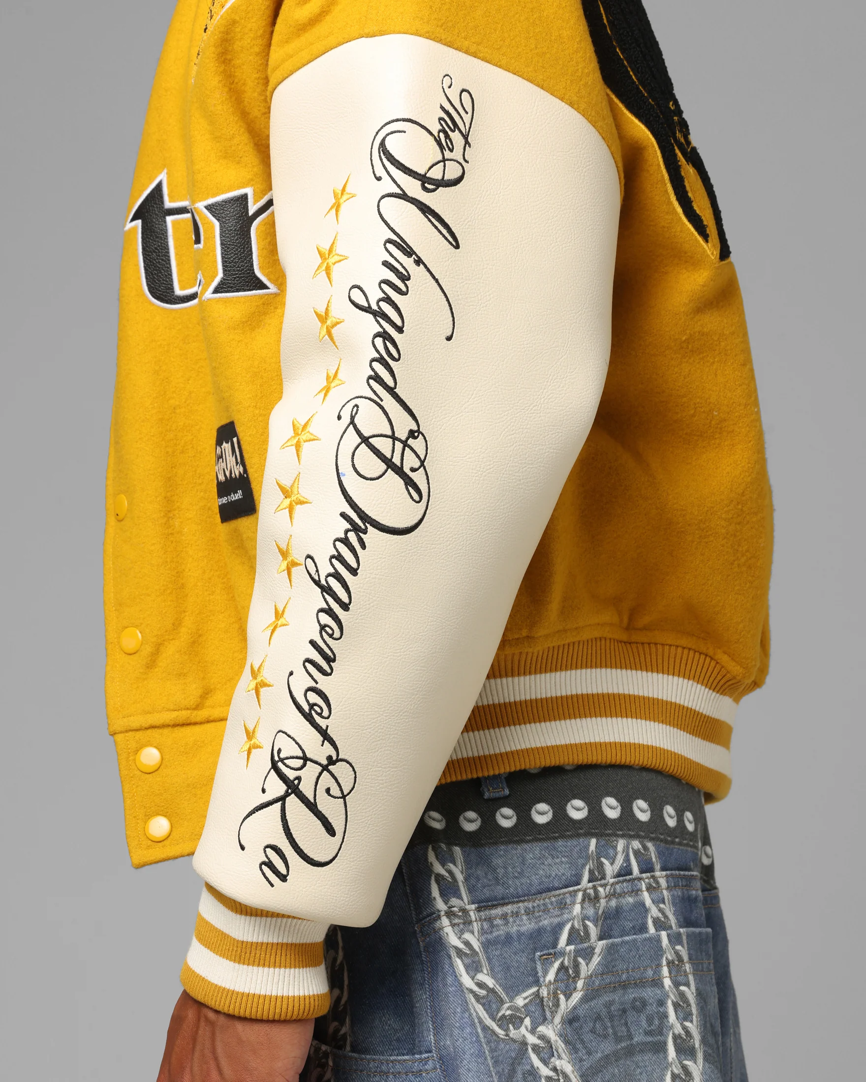 Loiter X Yu-Gi-Oh! Dragon Of Ra Varsity Jacket Off White/Yellow - Image 10