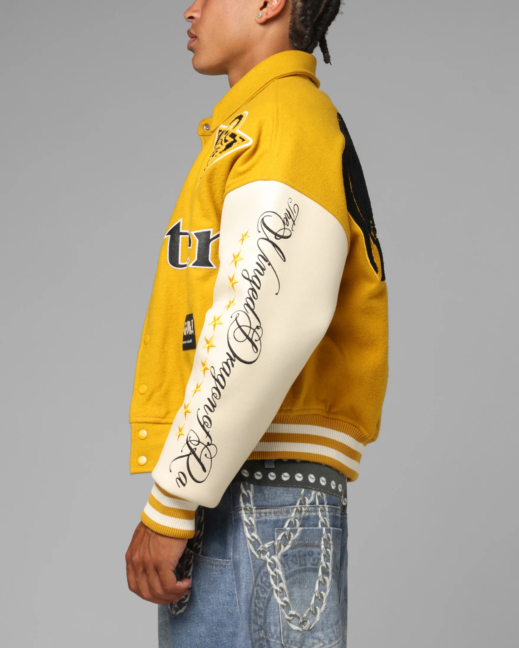 Loiter X Yu-Gi-Oh! Dragon Of Ra Varsity Jacket Off White/Yellow - Image 6