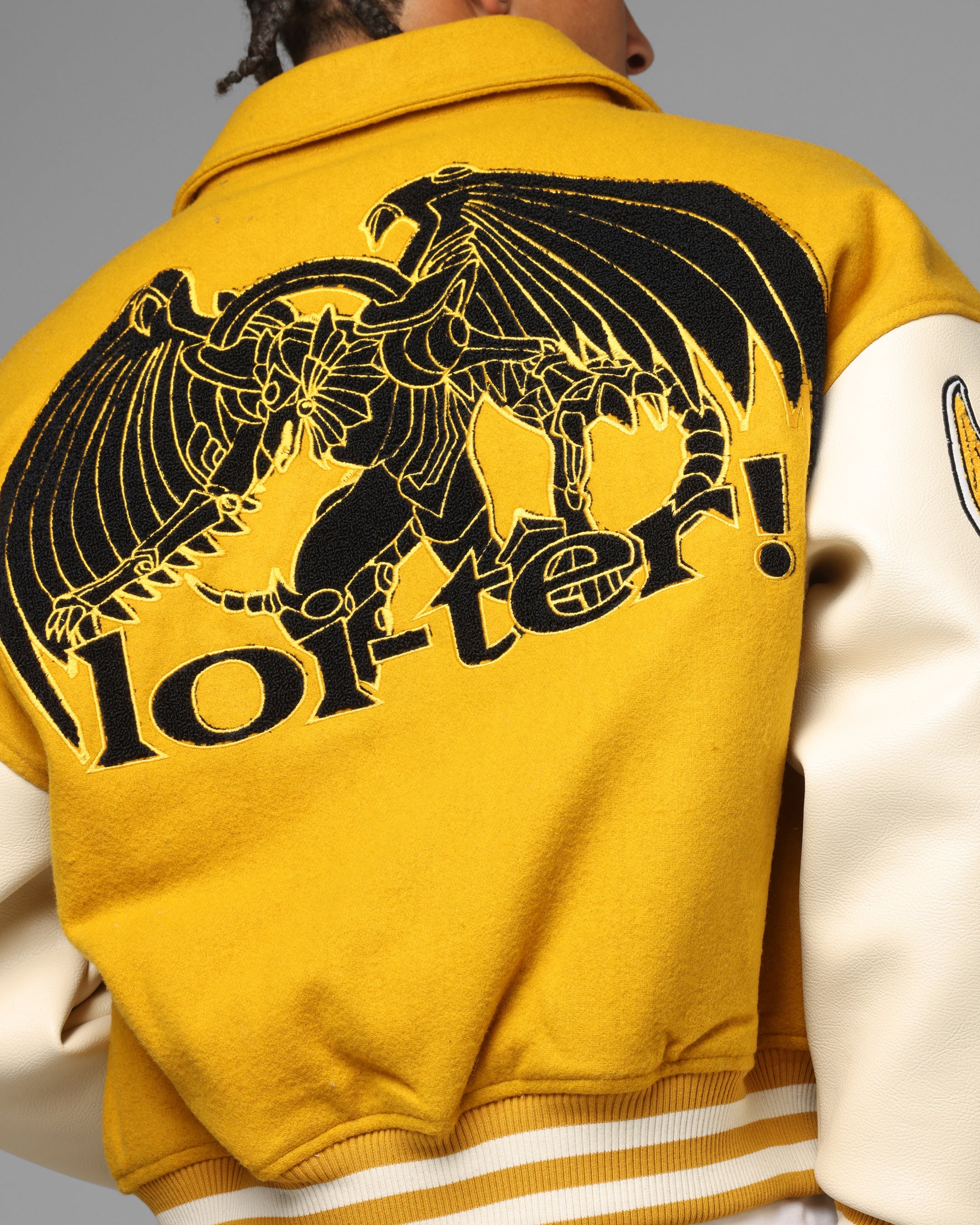 Loiter X Yu-Gi-Oh! Dragon Of Ra Varsity Jacket Off White/Yellow - Image 8