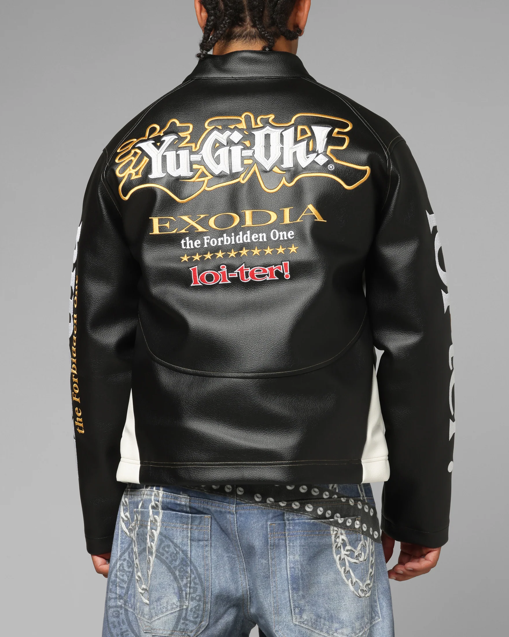 Loiter X Yu-Gi-Oh! Exodia Biker Jacket Black/Off White - Image 2